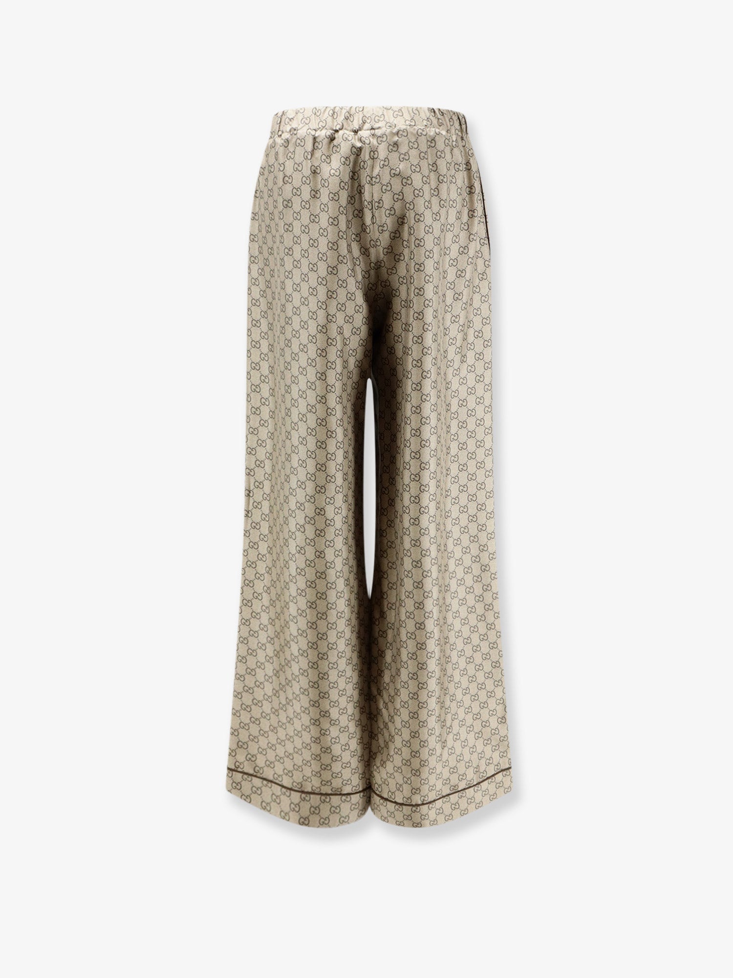 Gucci Silk Trousers With All-over Gg Motif