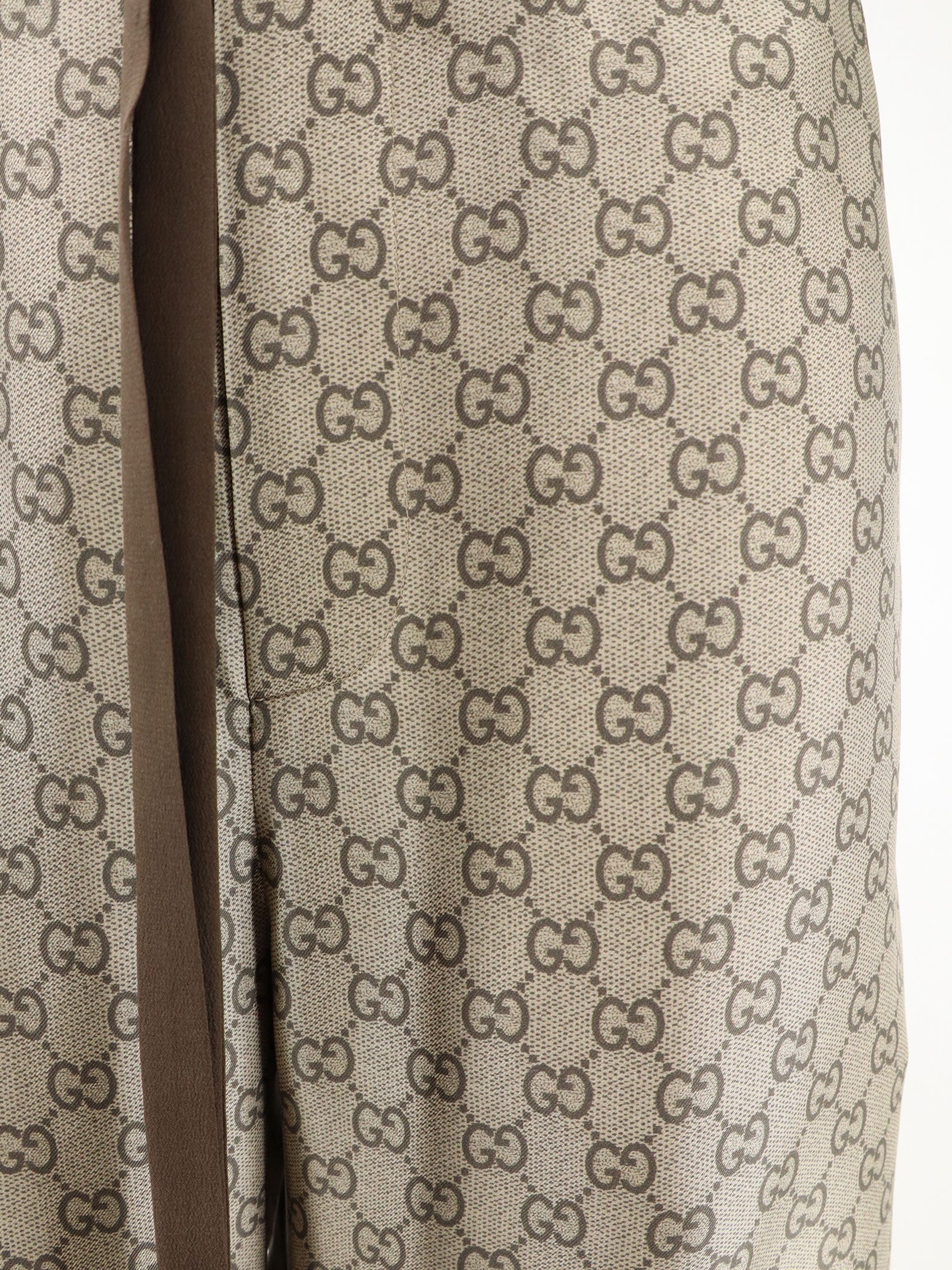 Gucci Silk Trousers With All-over Gg Motif