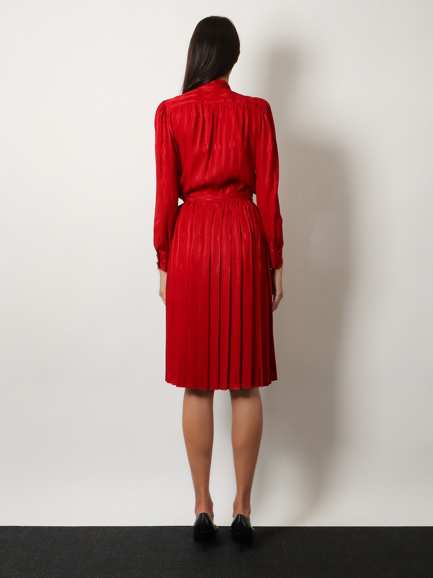 Gucci Pleated Silk Midi Skirt