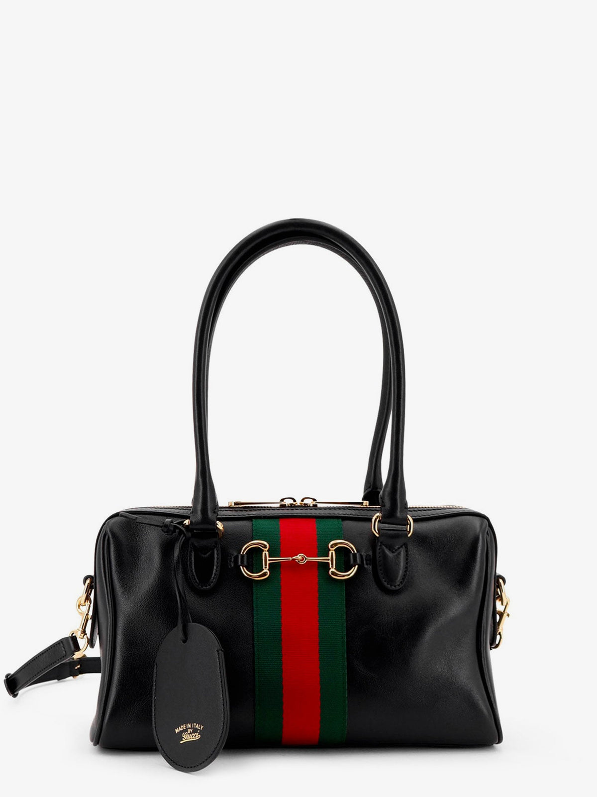 Gucci Borsetto Leather Handbag With Web Detail On The Front