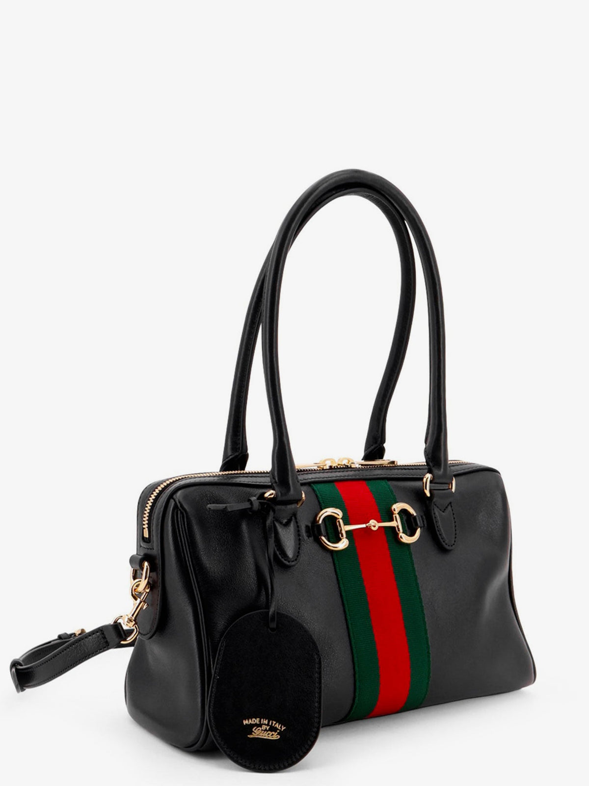 Gucci Borsetto Leather Handbag With Web Detail On The Front