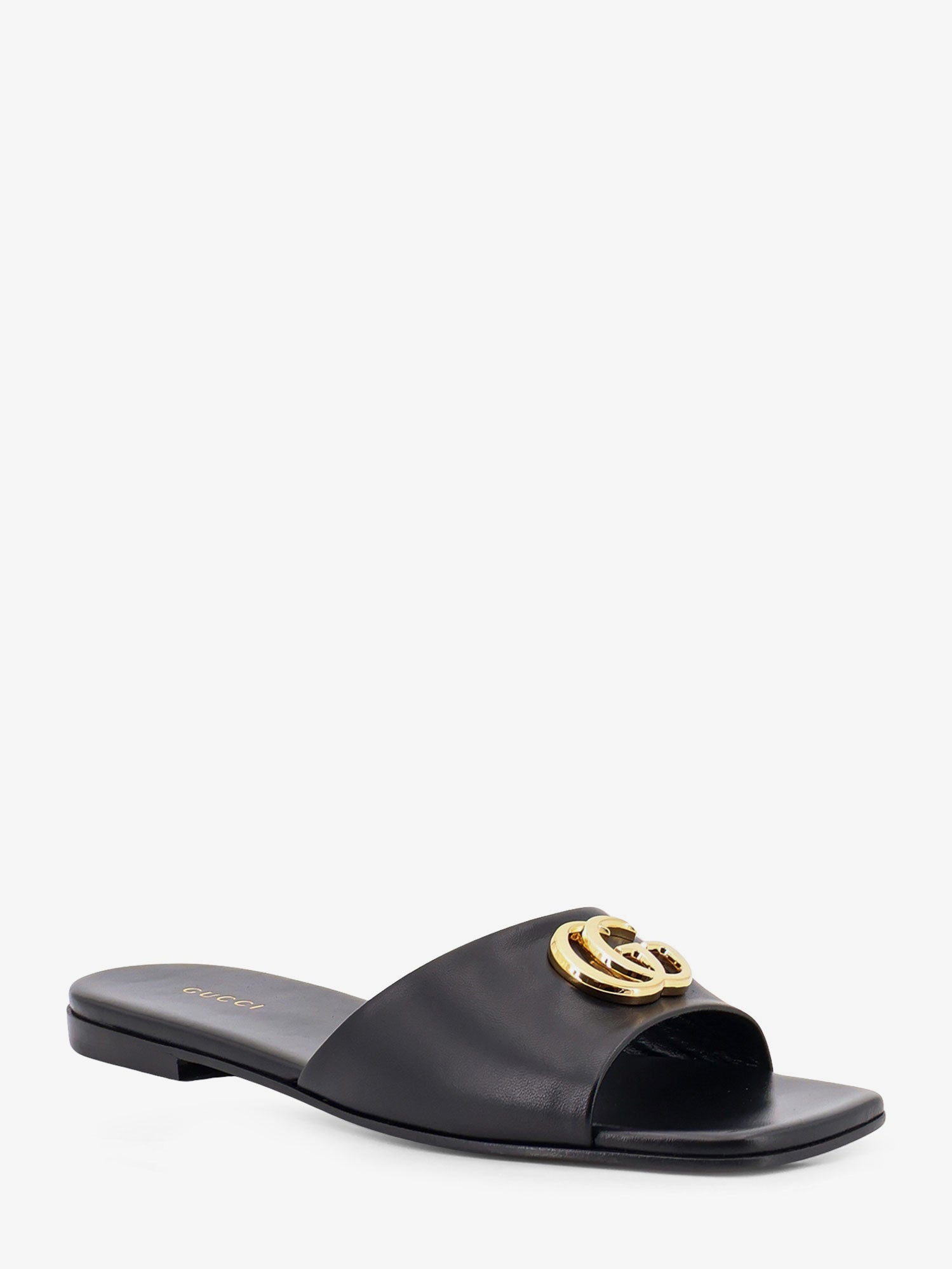 Gucci Slide Sandals With Metal Gg Logo