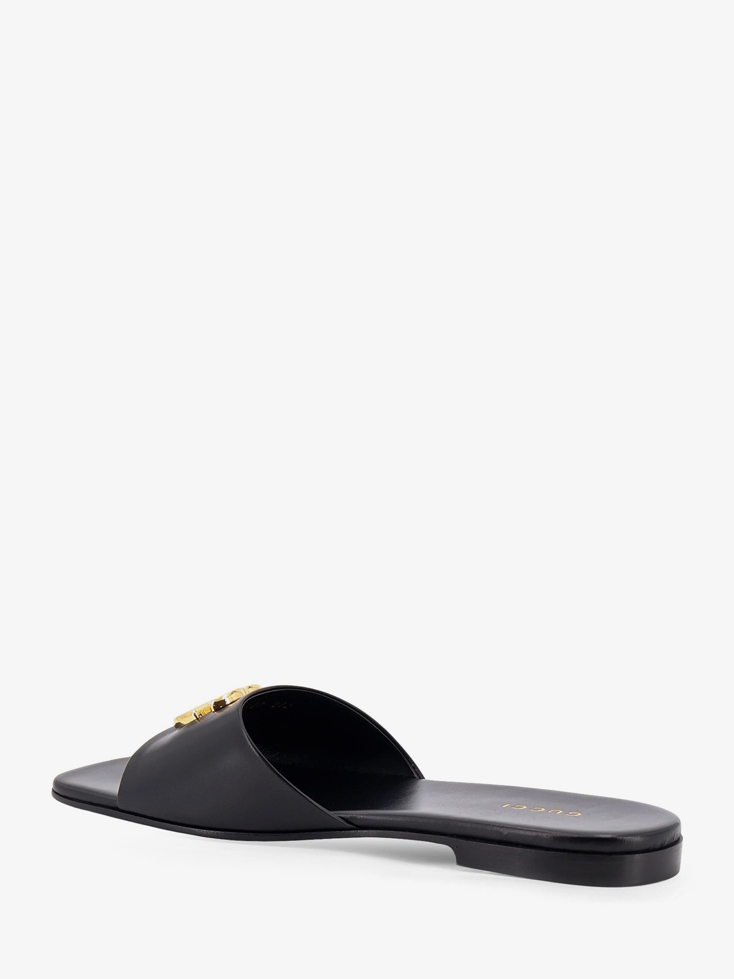 Gucci Slide Sandals With Metal Gg Logo