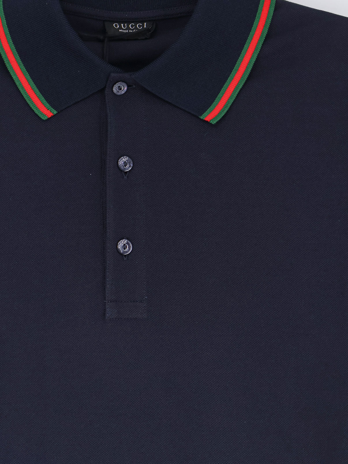 Gucci Cotton Polo With Nastro Web Detail On The Collar