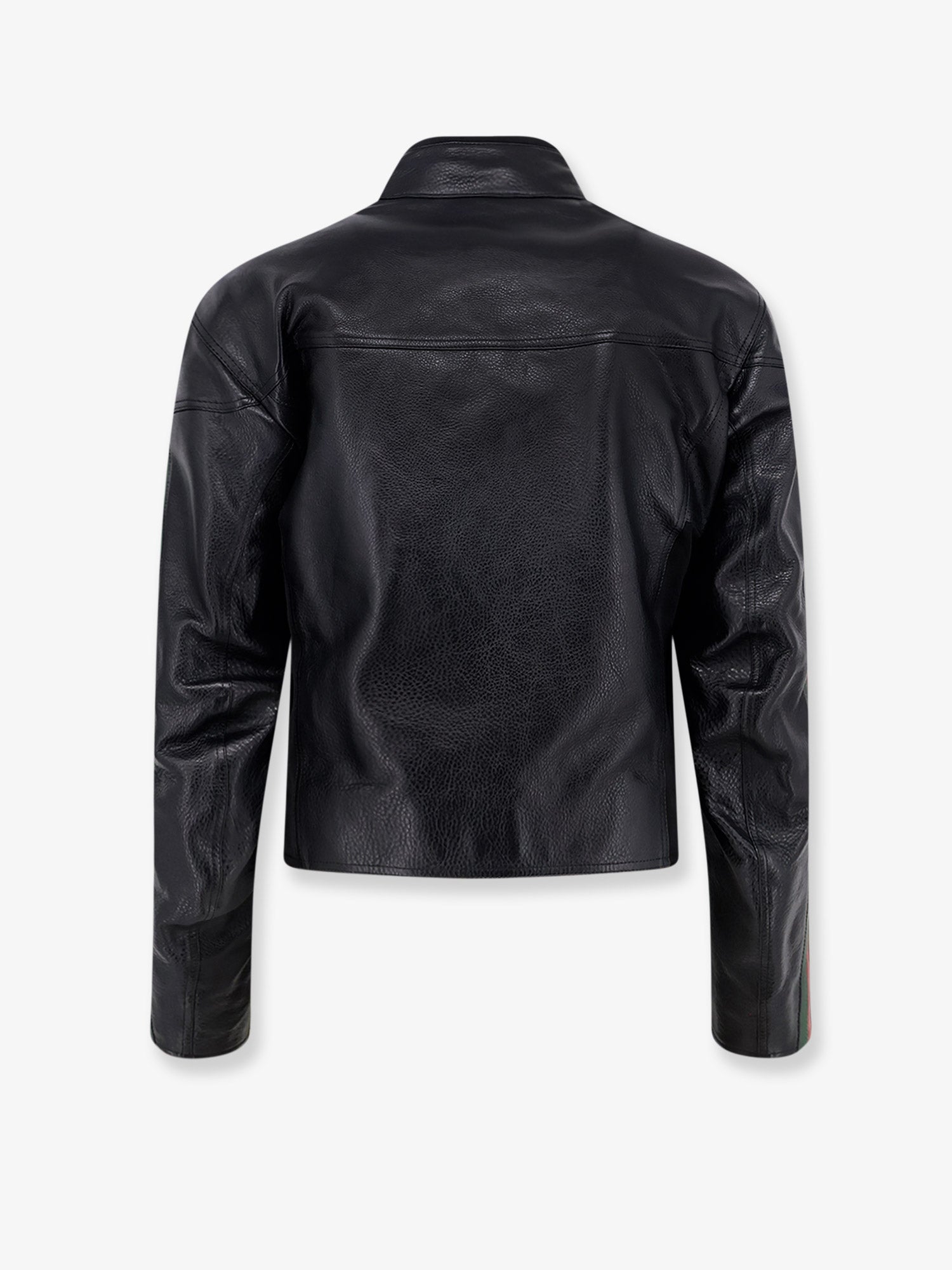 Gucci Leather Bomber With Web Details