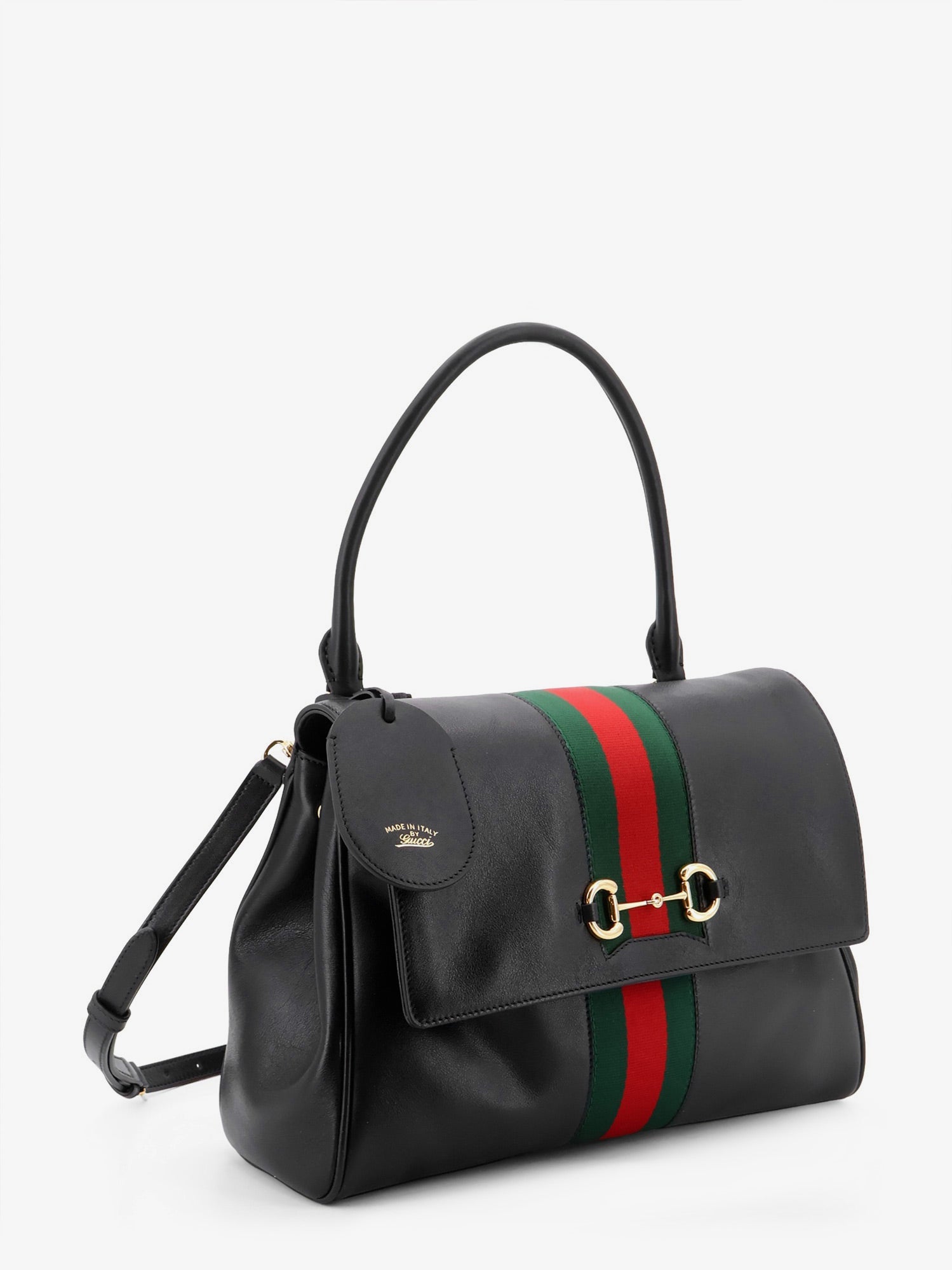 Gucci Paparazzo Leather Handbag With Front Web Detail