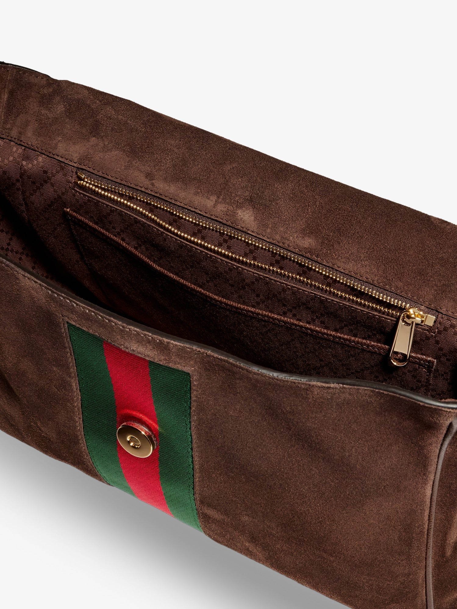 Gucci Paparazzo Suede Handbag With Iconic Web Detail On The Front