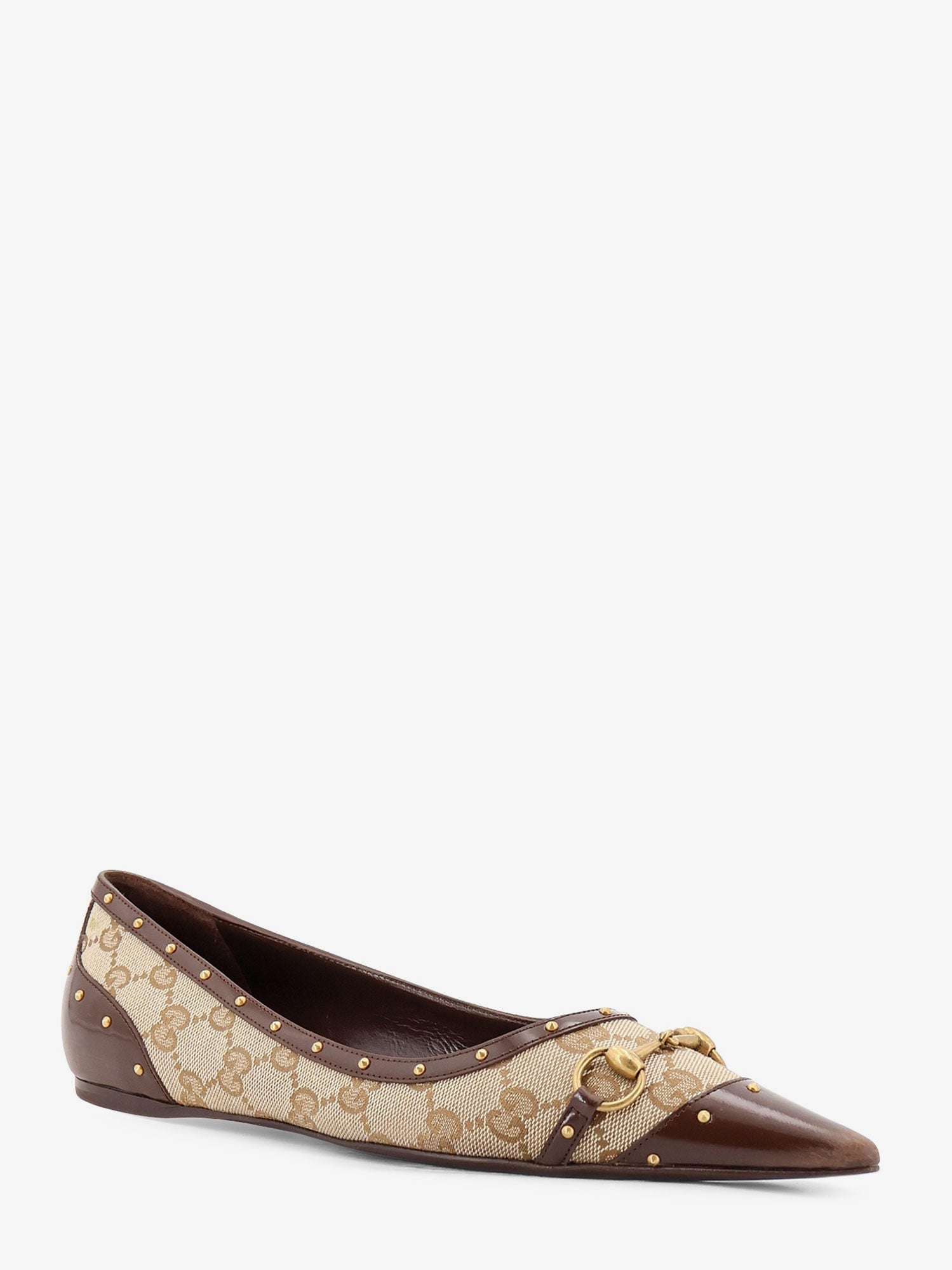 Gucci Savoy Gg Fabric Ballerinas With Stud Detail