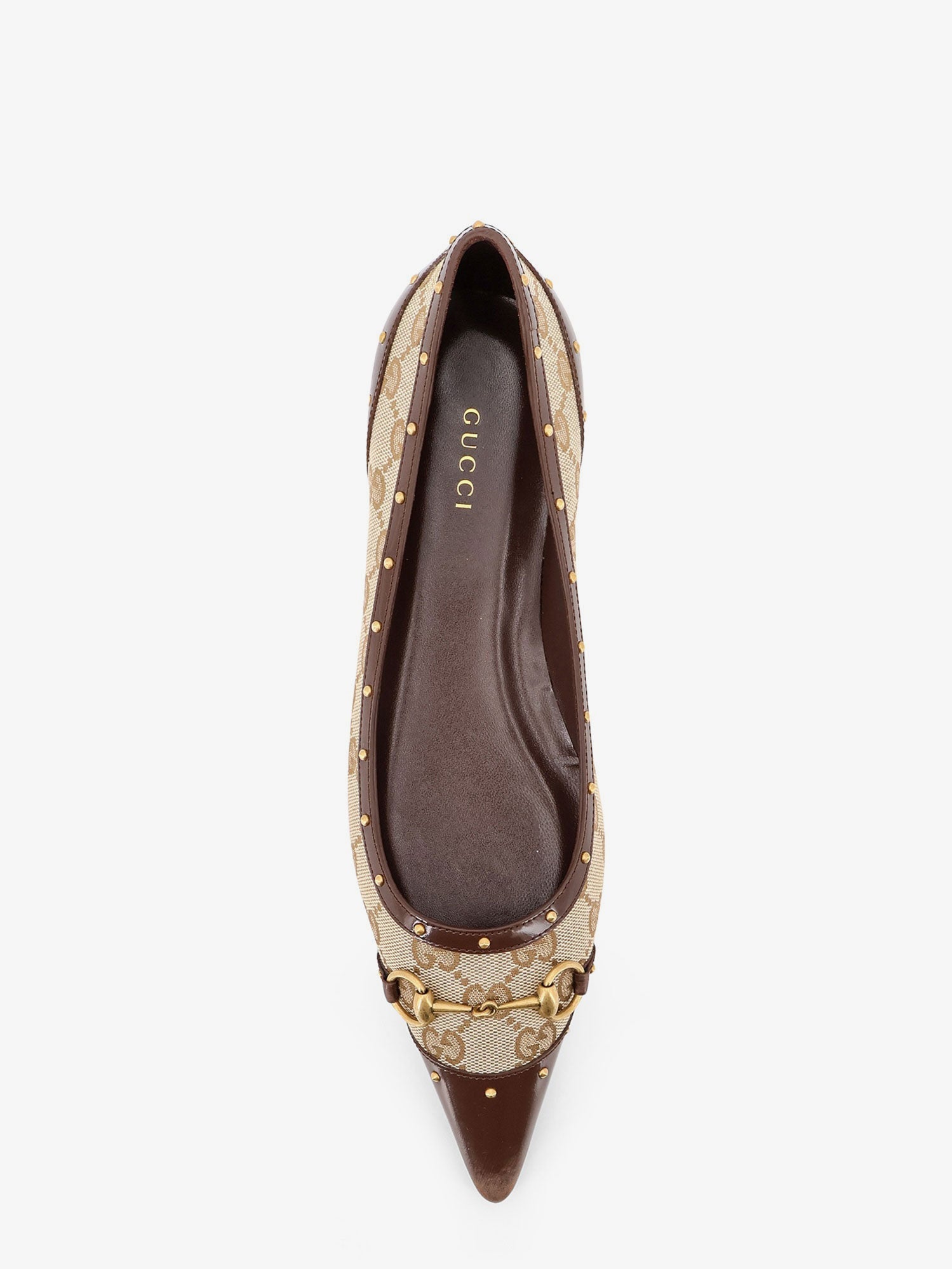 Gucci Savoy Gg Fabric Ballerinas With Stud Detail