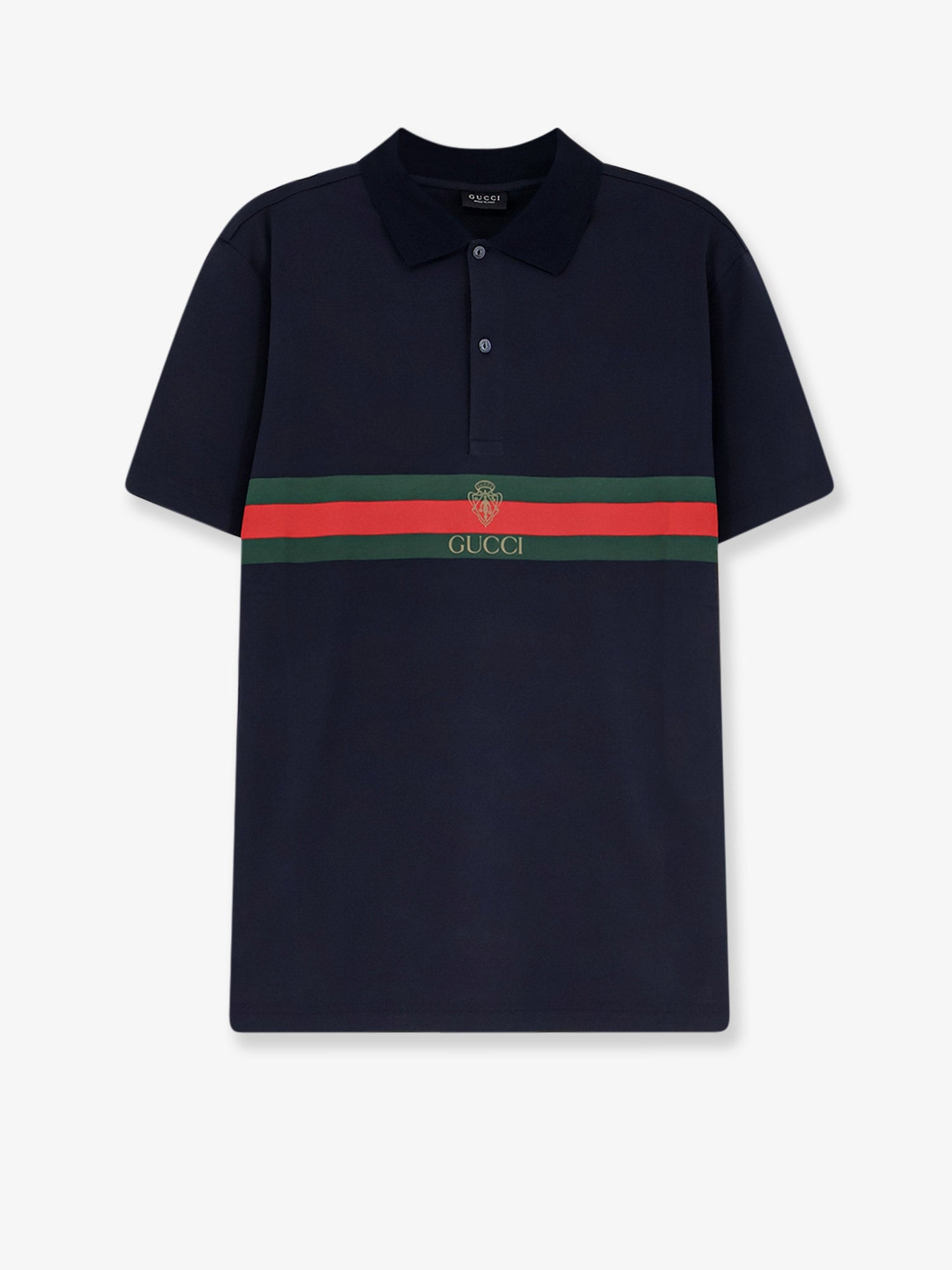 Gucci Cotton Polo Shirt With Web Print On The Front