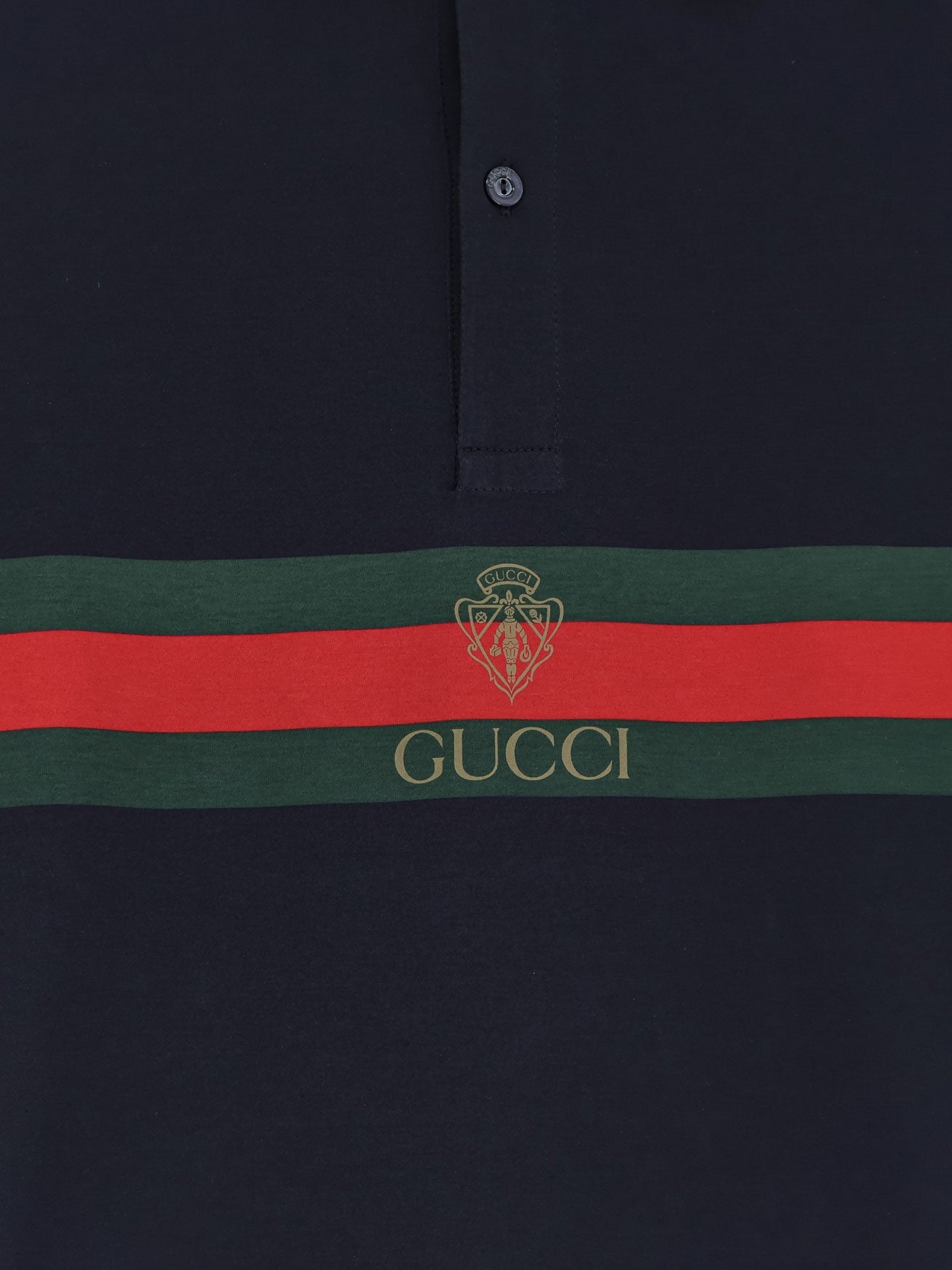 Gucci Cotton Polo Shirt With Web Print On The Front