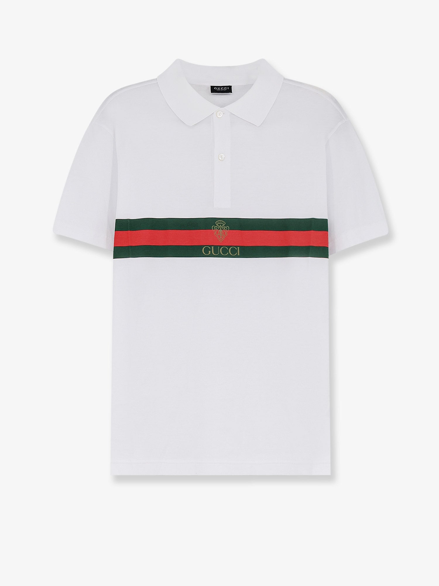 Gucci Cotton Polo Shirt With Web Print On The Front