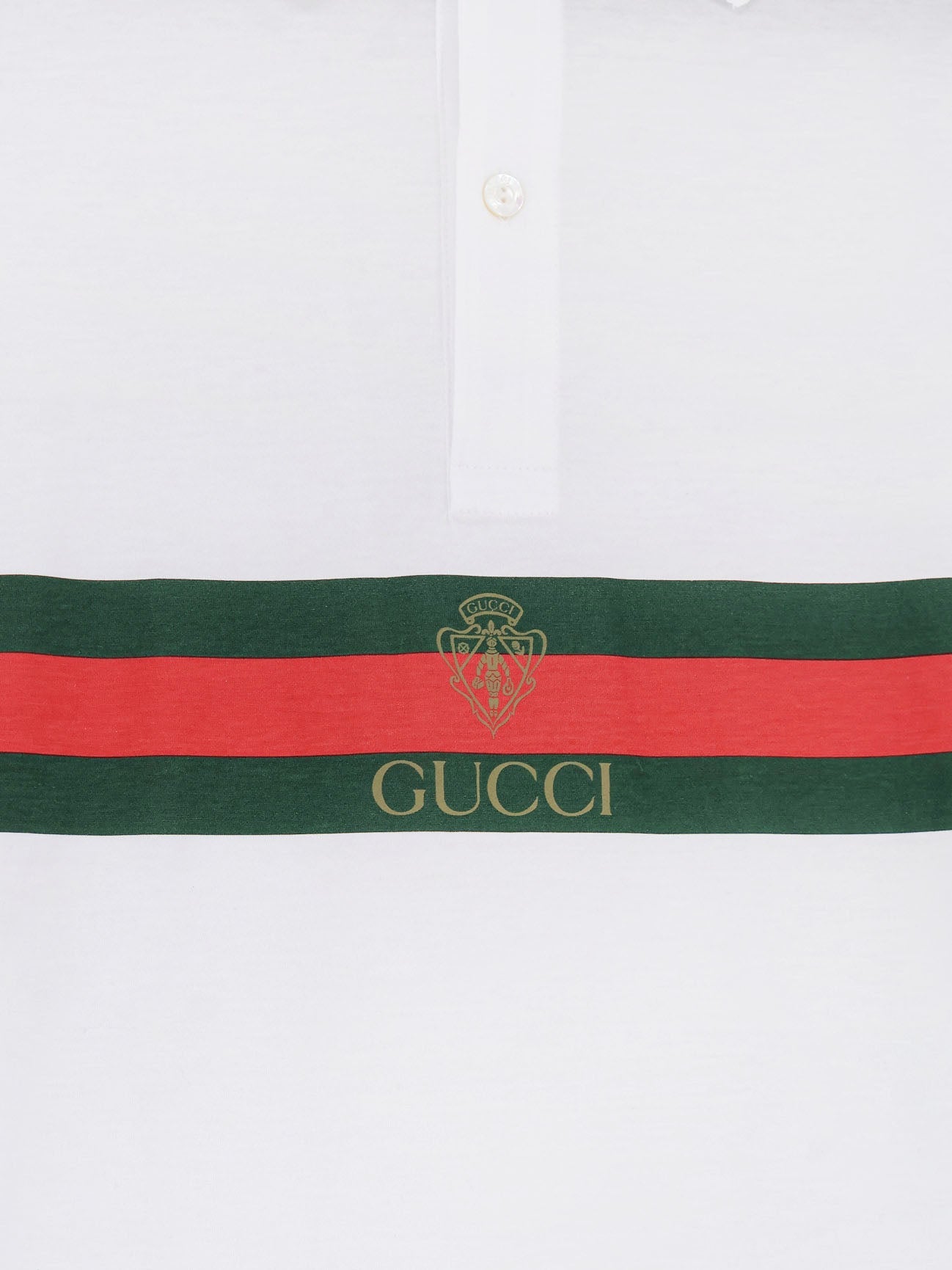 Gucci Cotton Polo Shirt With Web Print On The Front