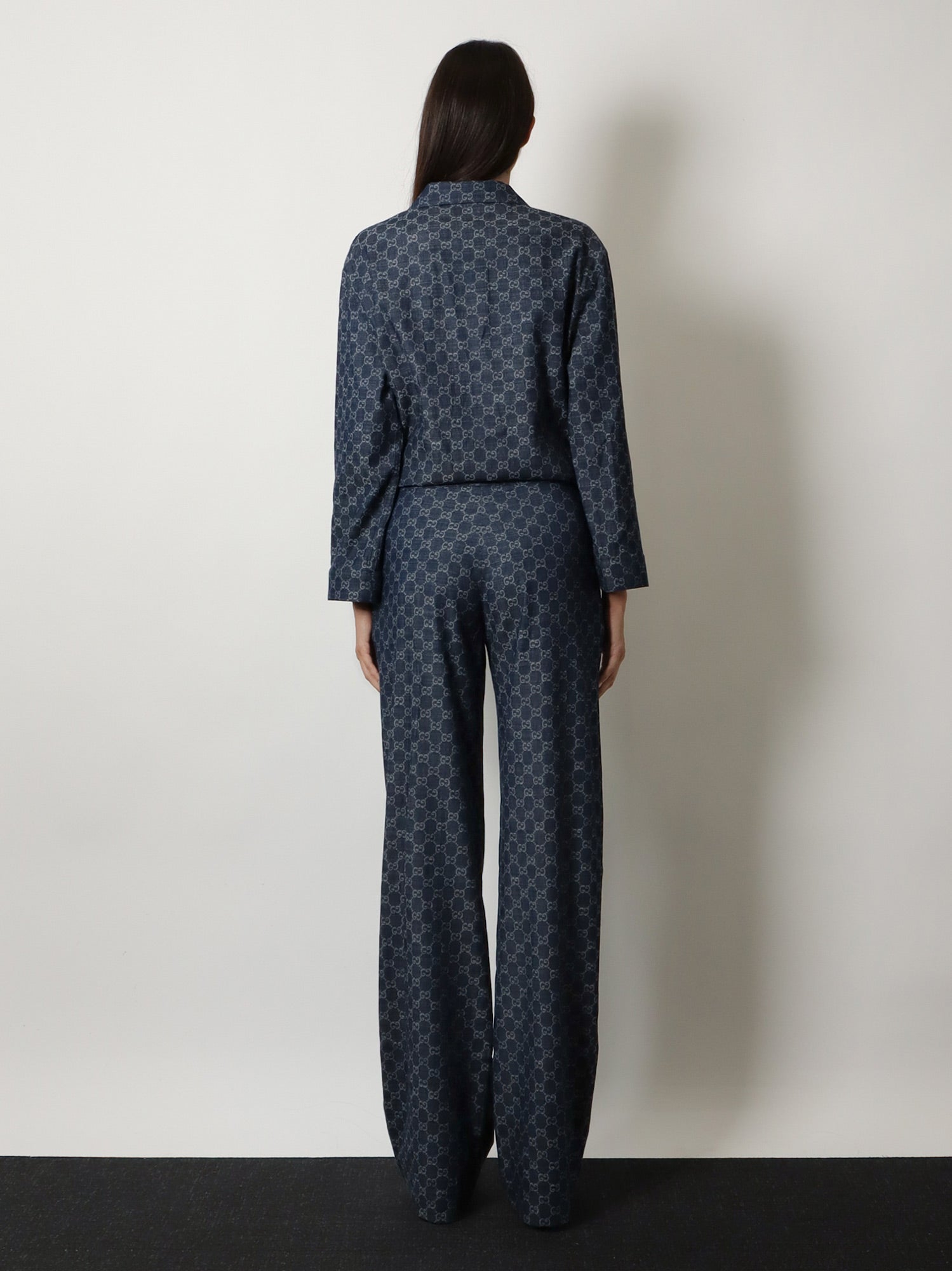 Gucci Cotton Denim Trousers With Gg Motif