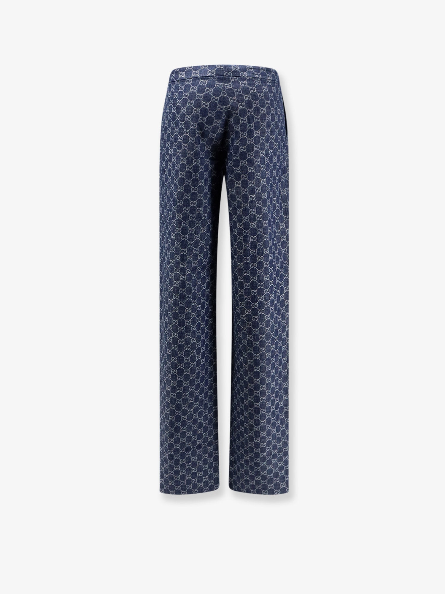 Gucci Cotton Denim Trousers With Gg Motif