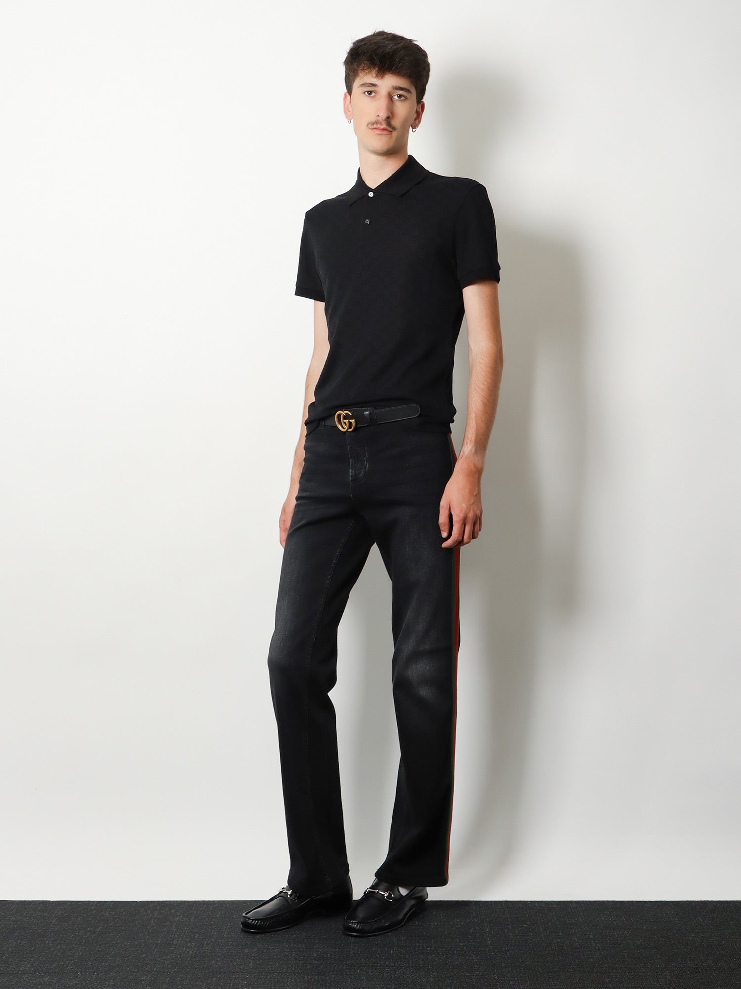 Gucci Blue Denim Jeans With Nastro Web Profiles