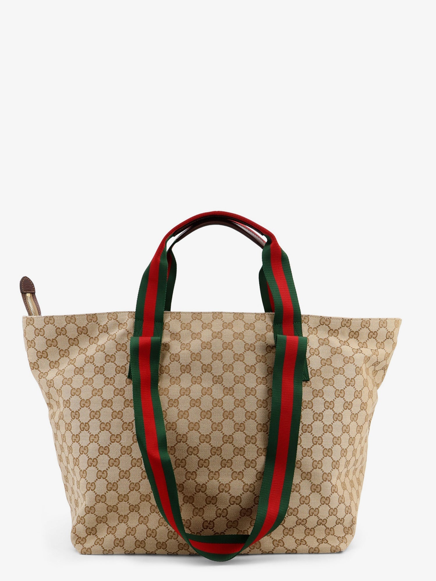 Gucci Gg Fabric Shopping Bag With Nastro Web Handle Detail