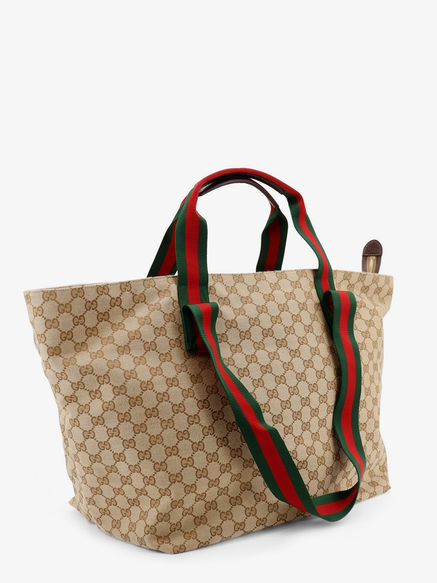 Gucci Gg Fabric Shopping Bag With Nastro Web Handle Detail