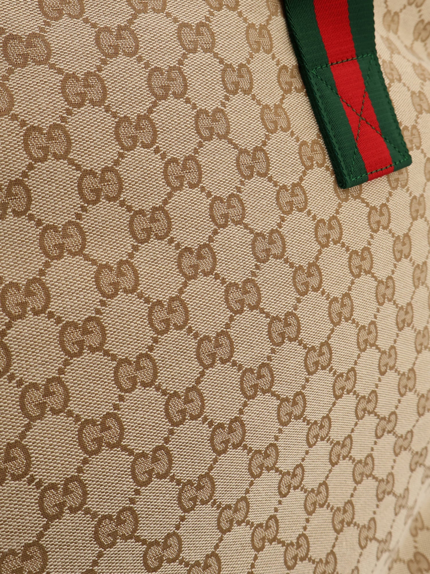 Gucci Gg Fabric Shopping Bag With Nastro Web Handle Detail