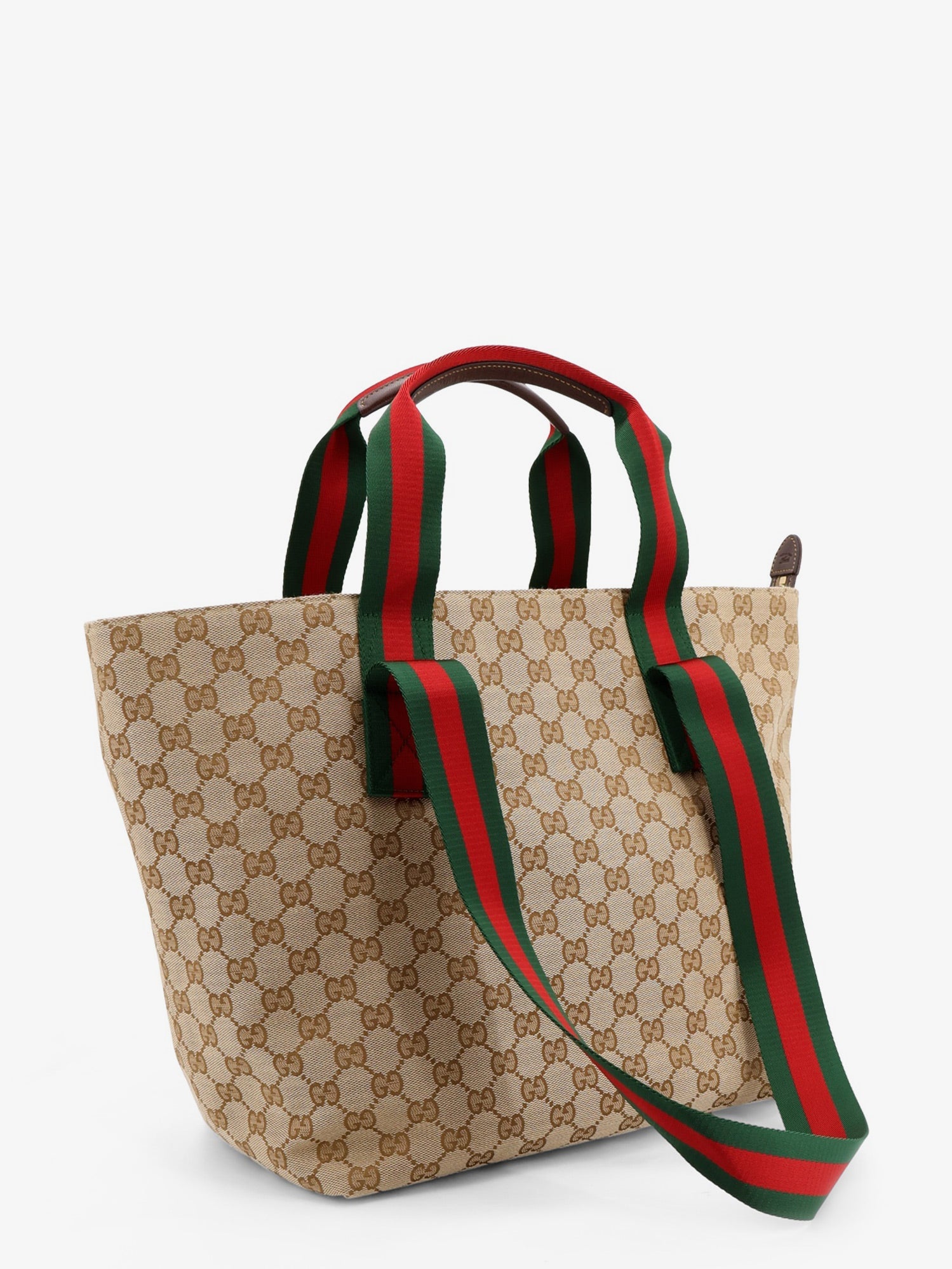 Gucci Gg Fabric Shopping Bag With Nastro Web Handles