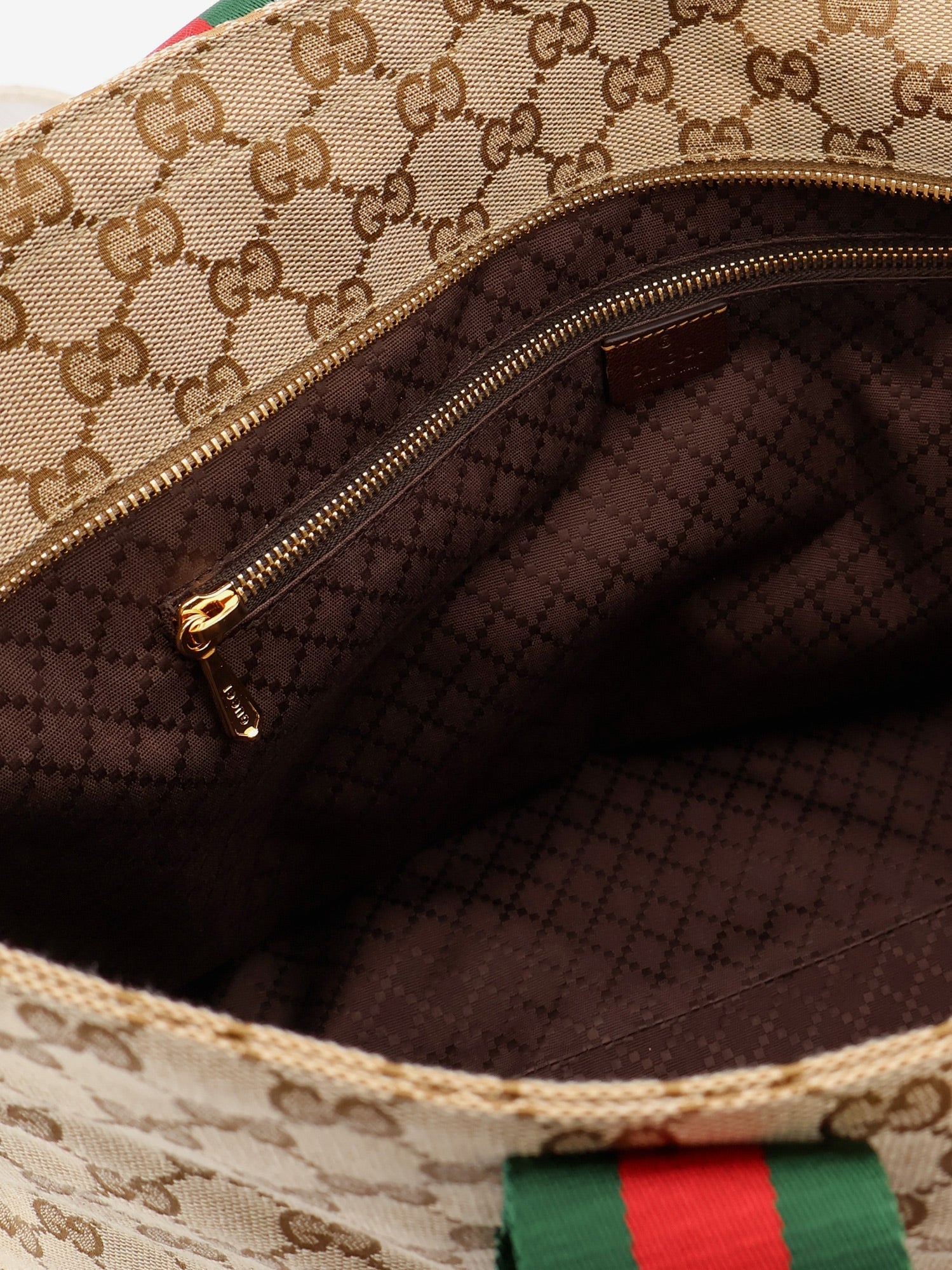 Gucci Gg Fabric Shopping Bag With Nastro Web Handles