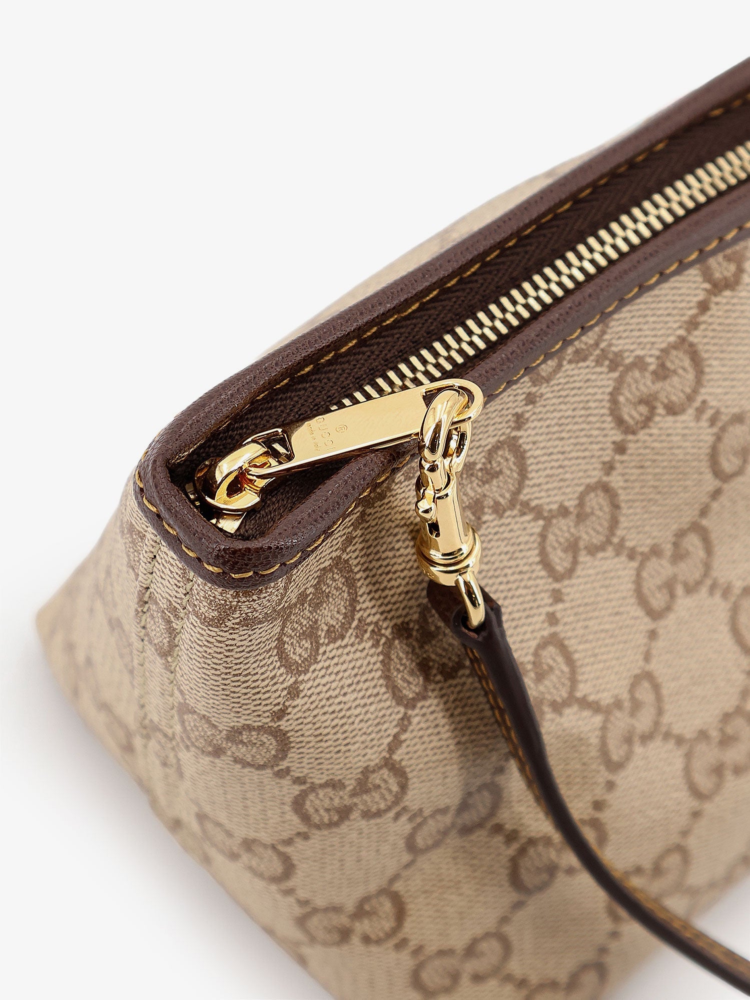 Gucci Gg Fabric Clutch With Nastro Web On The Front