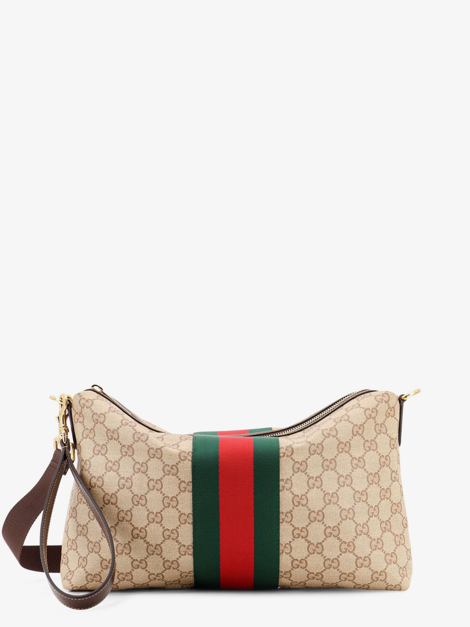 Gucci Gg Canvas Crossbody Bag With Nastro Web On The Front