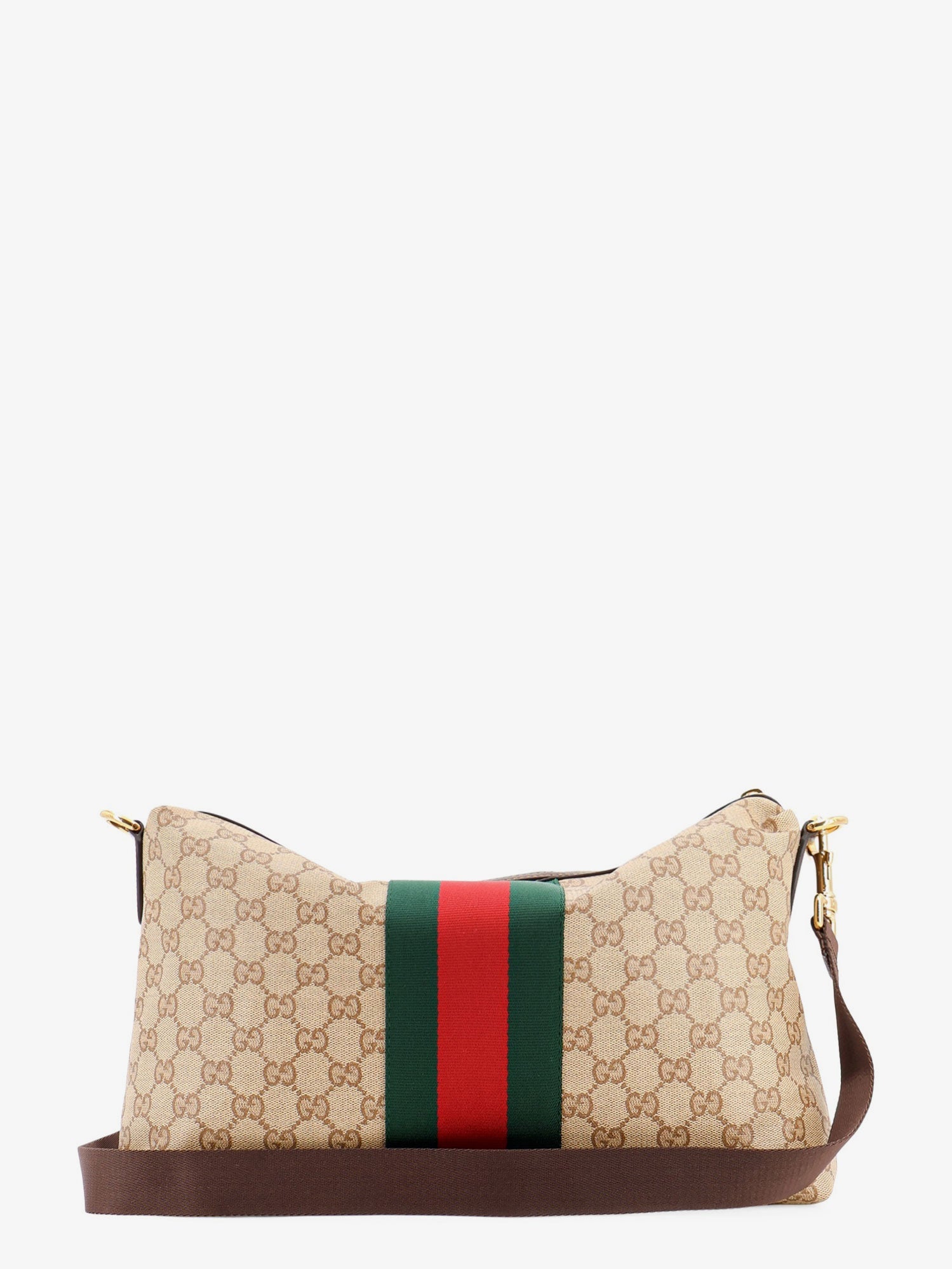 Gucci Gg Canvas Crossbody Bag With Nastro Web On The Front