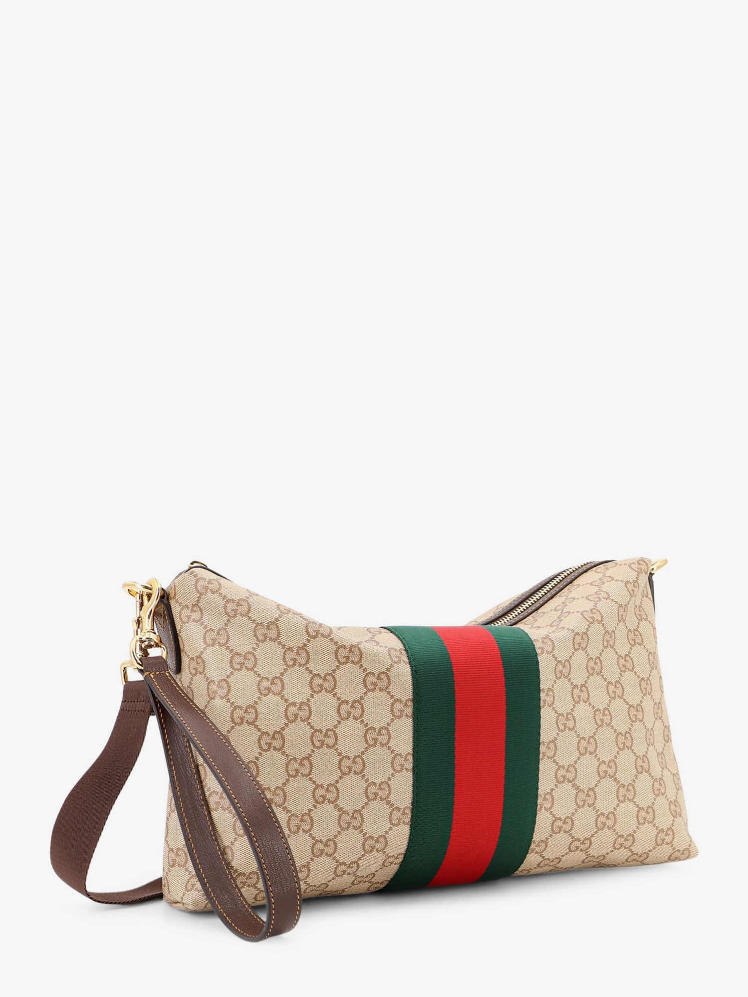 Gucci Gg Canvas Crossbody Bag With Nastro Web On The Front