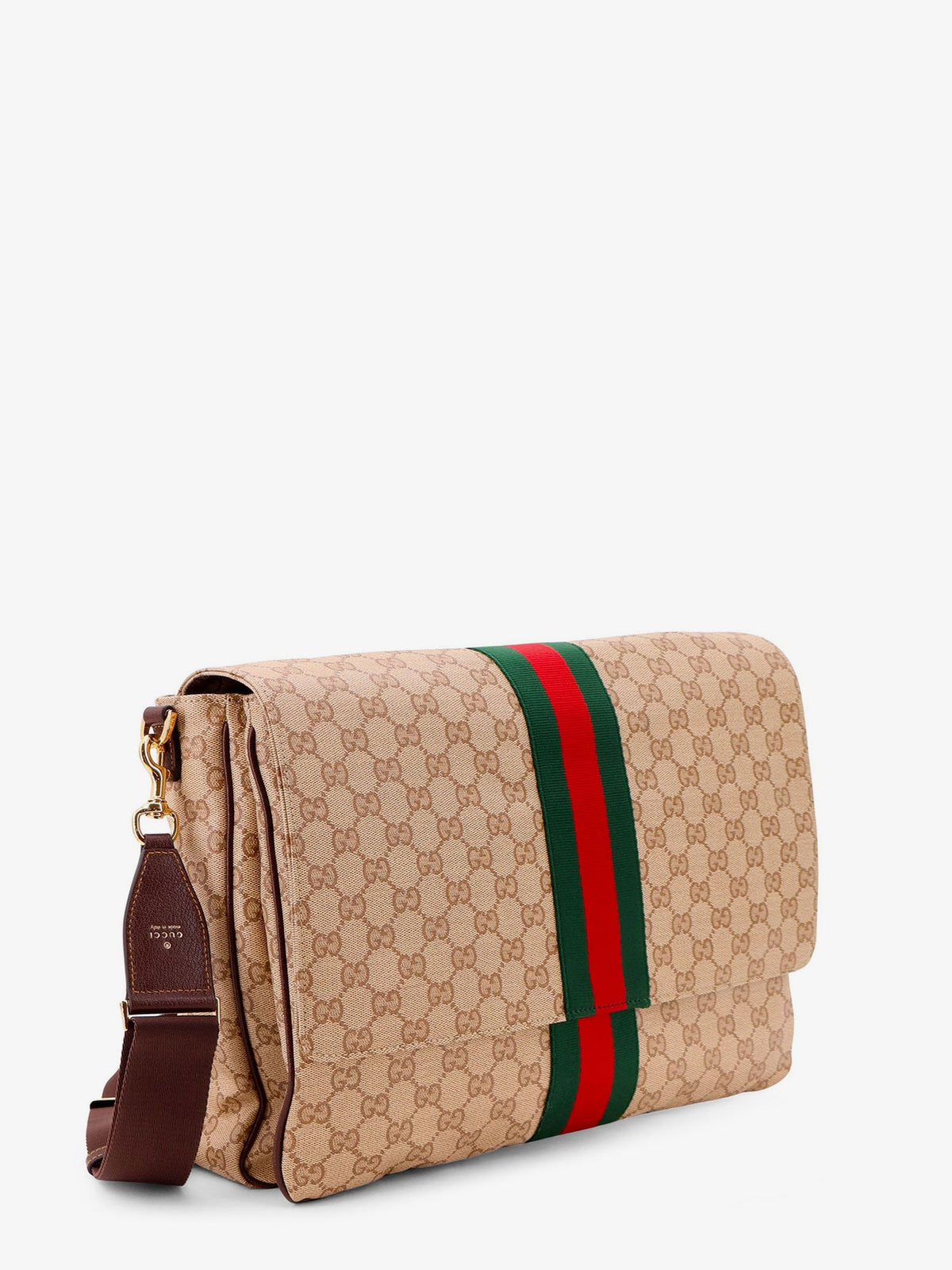 Gucci Gg Canvas Crossbody Bag With Front Web Detail