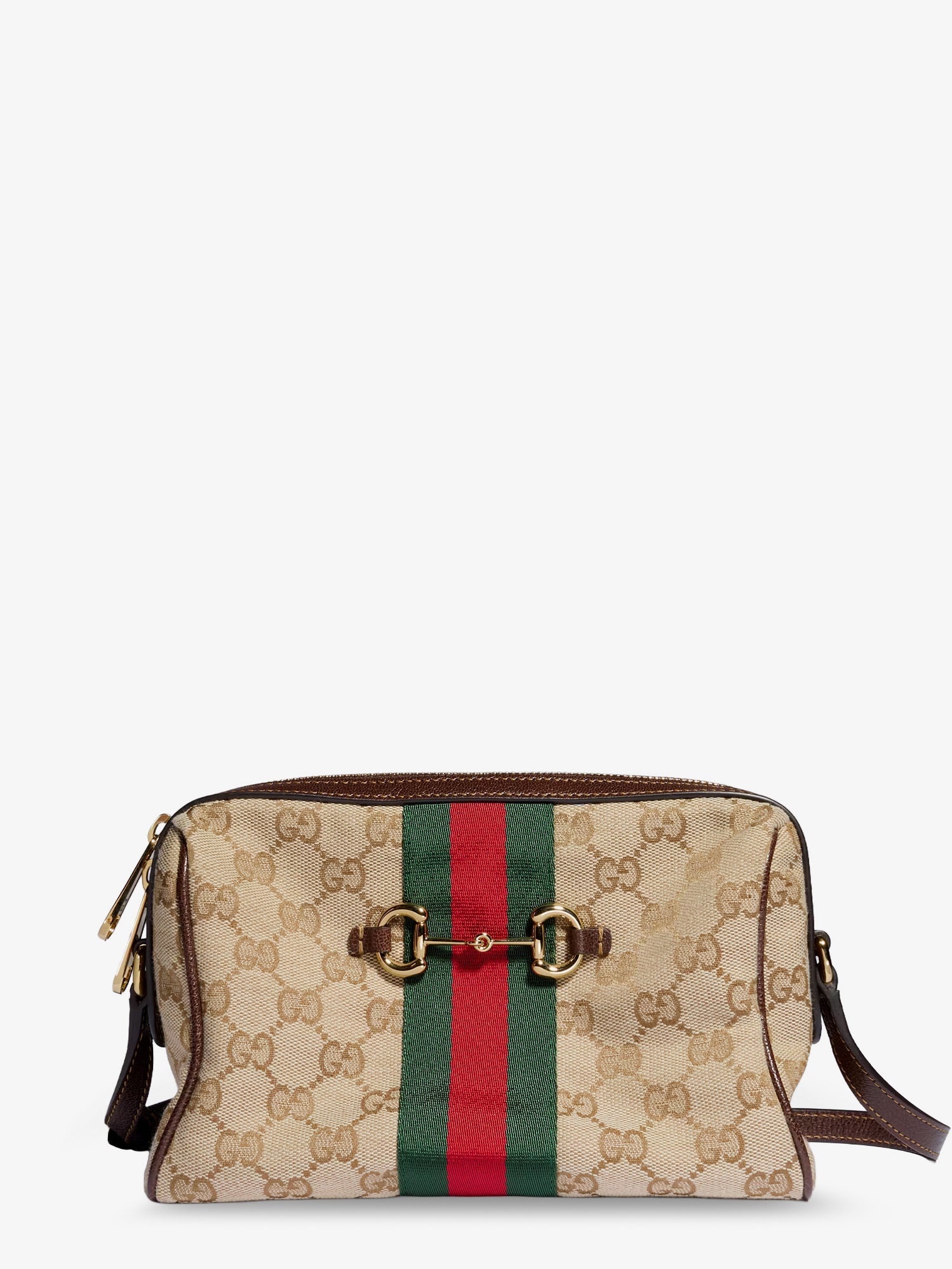 Gucci Camera Bag Gg Fabric Crossbody Bag With Metal Horsebit