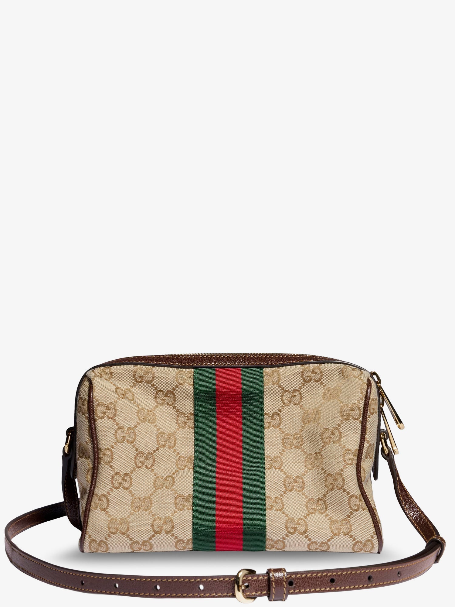 Gucci Camera Bag Gg Fabric Crossbody Bag With Metal Horsebit