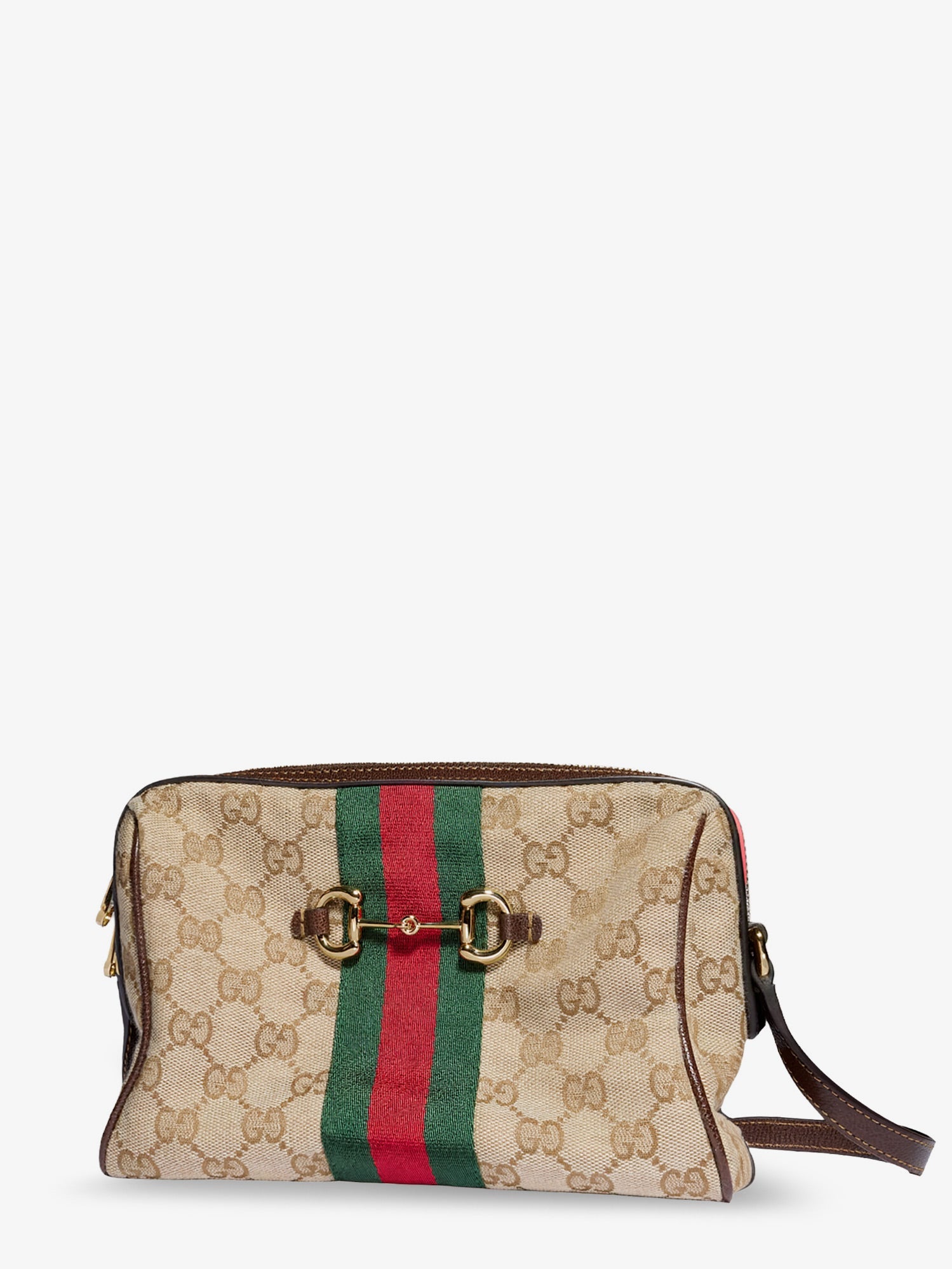 Gucci Camera Bag Gg Fabric Crossbody Bag With Metal Horsebit