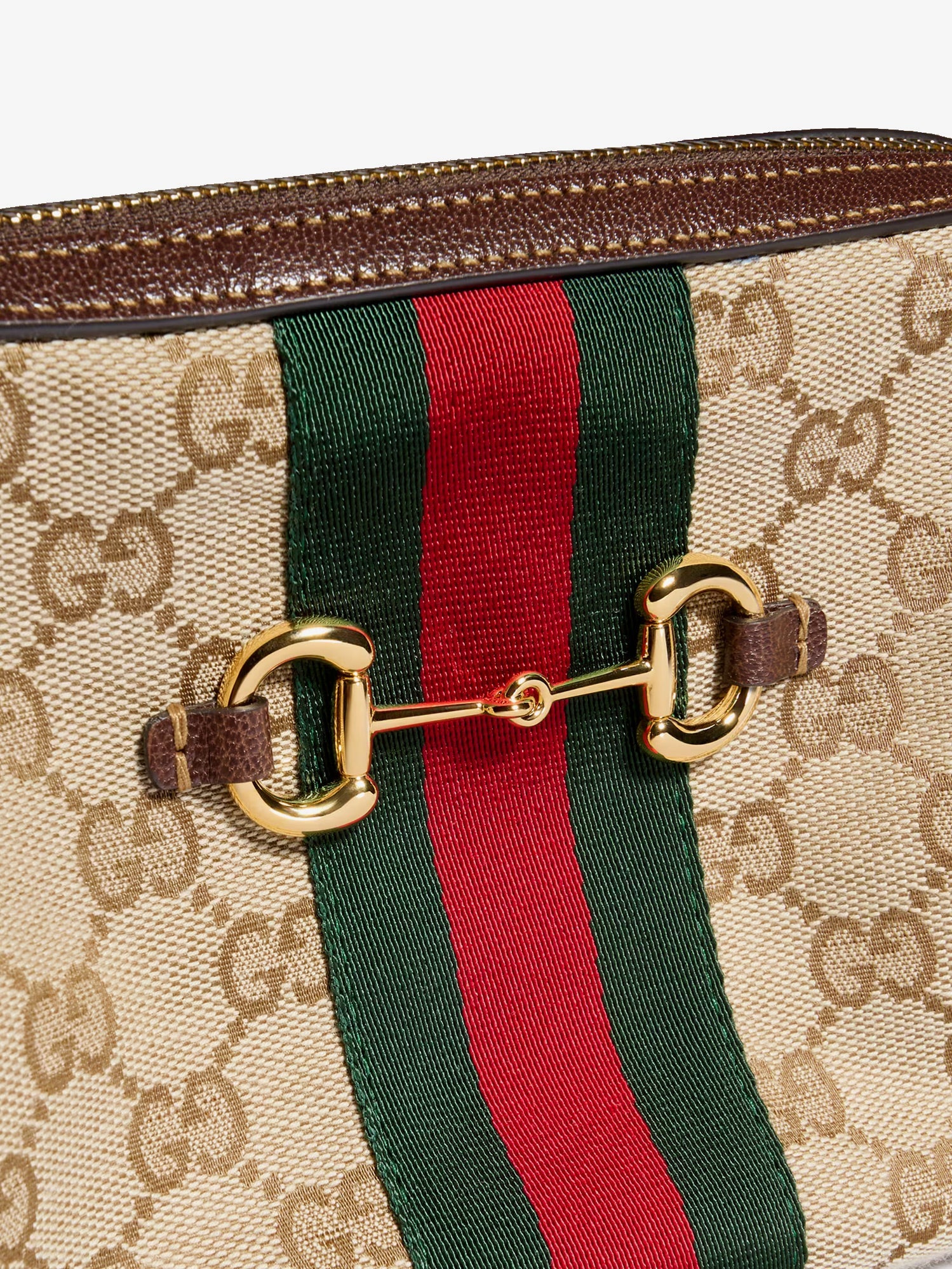 Gucci Camera Bag Gg Fabric Crossbody Bag With Metal Horsebit