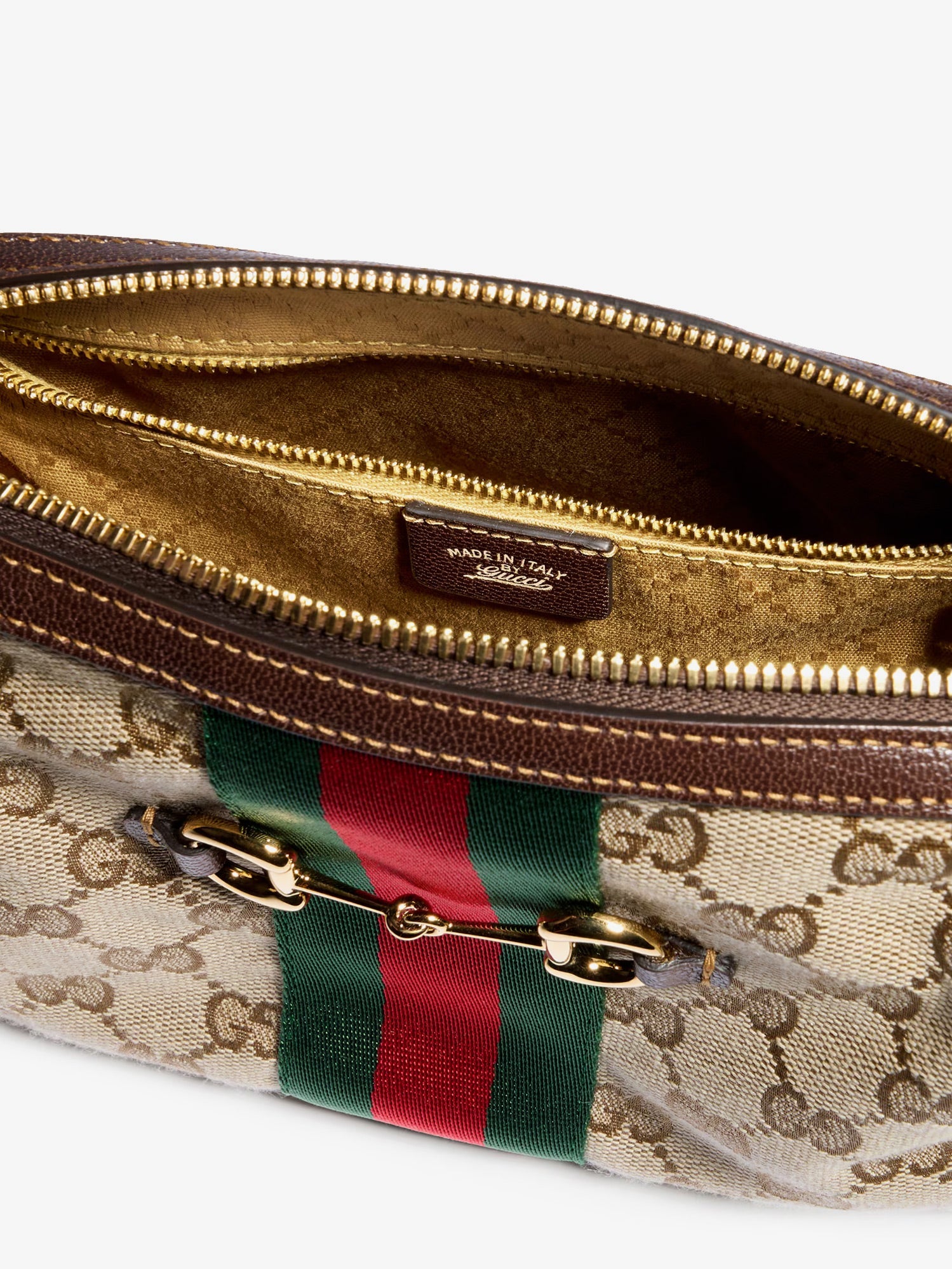 Gucci Camera Bag Gg Fabric Crossbody Bag With Metal Horsebit