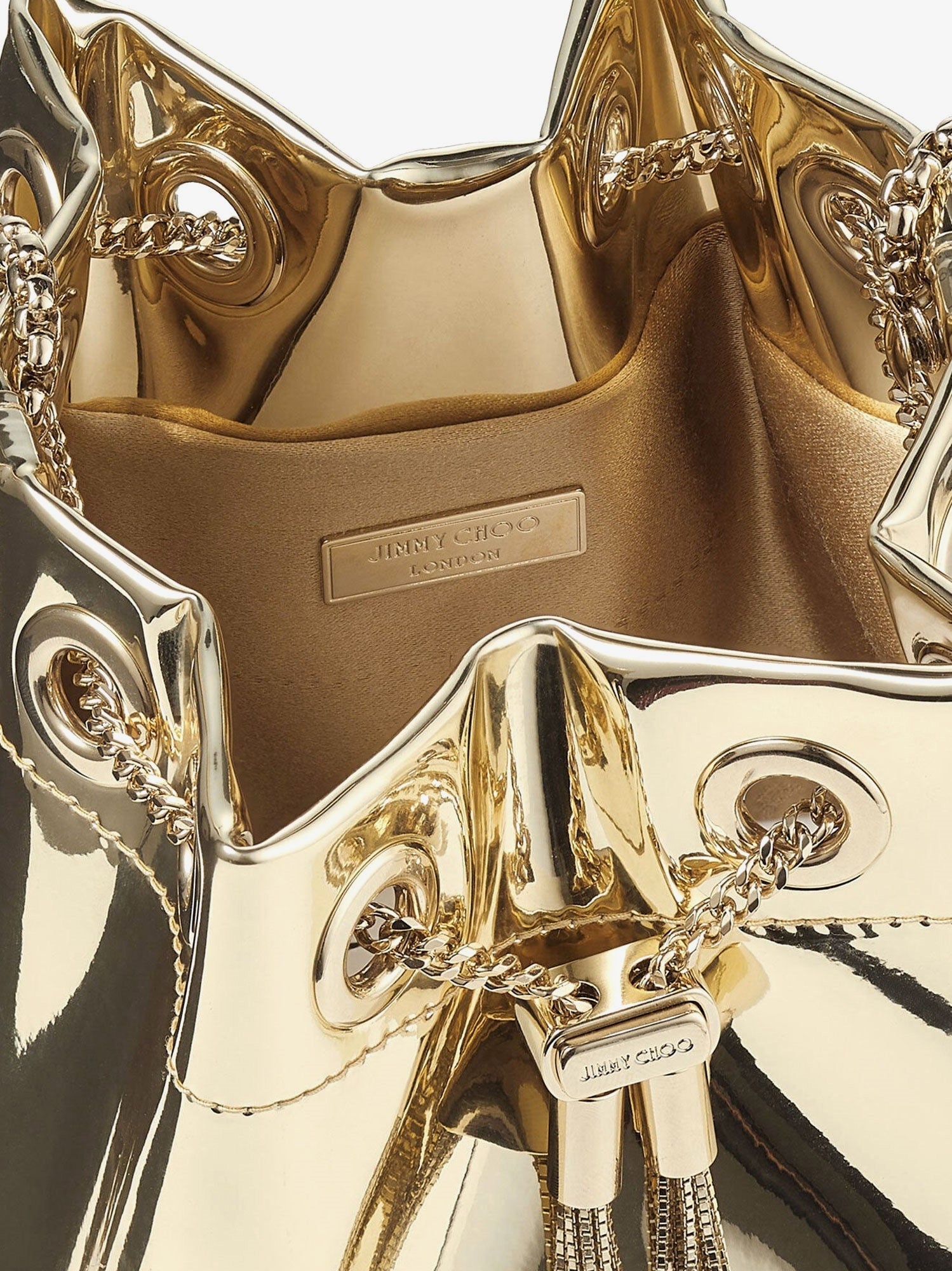 Jimmy Choo Bon Bon Metallic Leather Bucket Bag