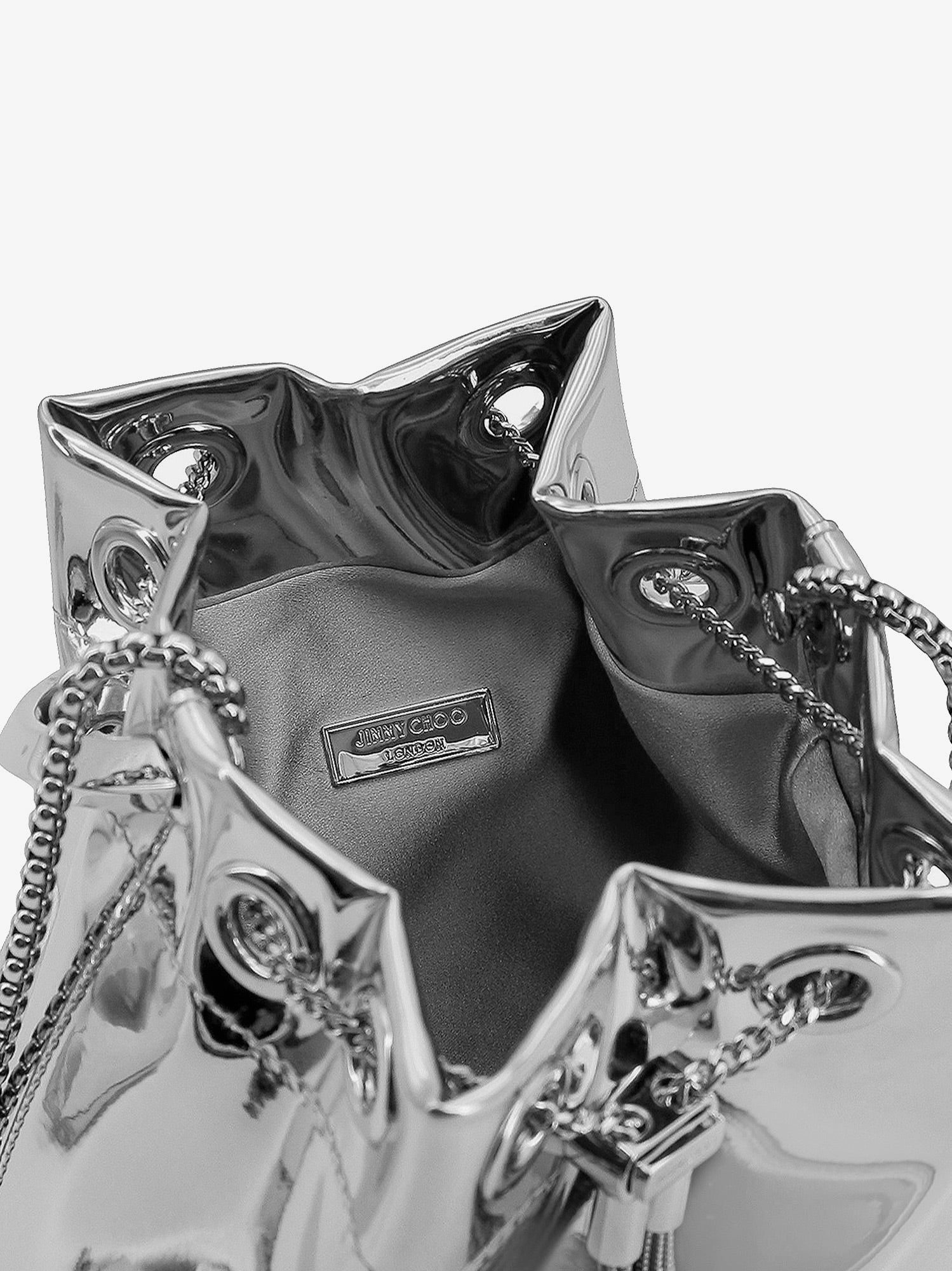 Jimmy Choo Bonbon Bucket Bag In Mirrored Fabric