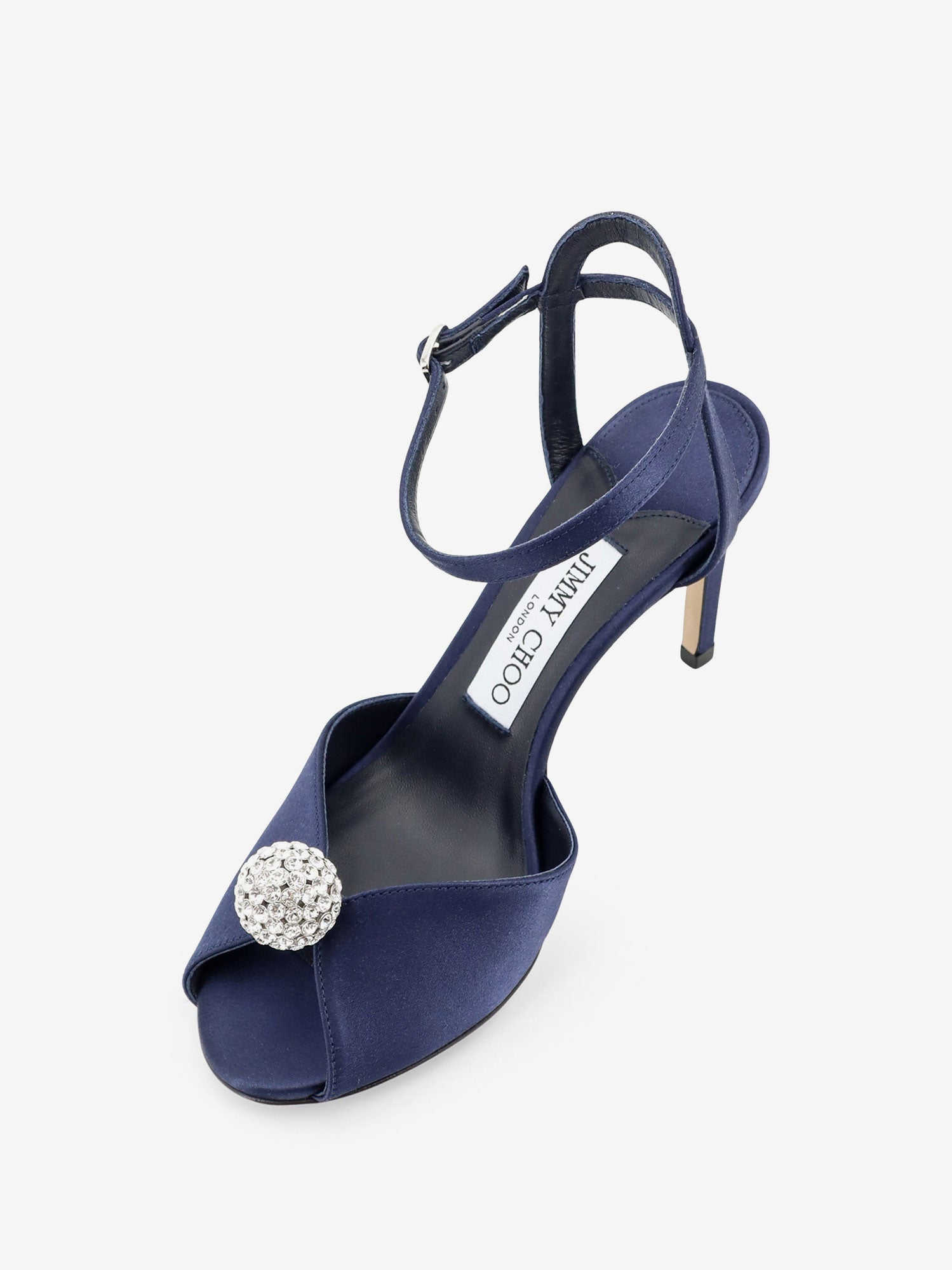 Jimmy Choo Sacora Satin Sandals With Crystal Detail