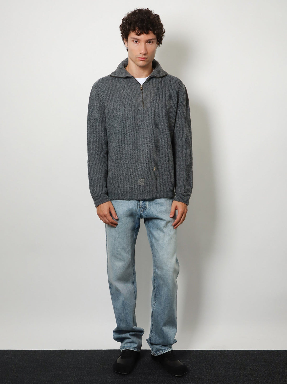 Maison Margiela Ribbed Linen And Wool Blend Sweater
