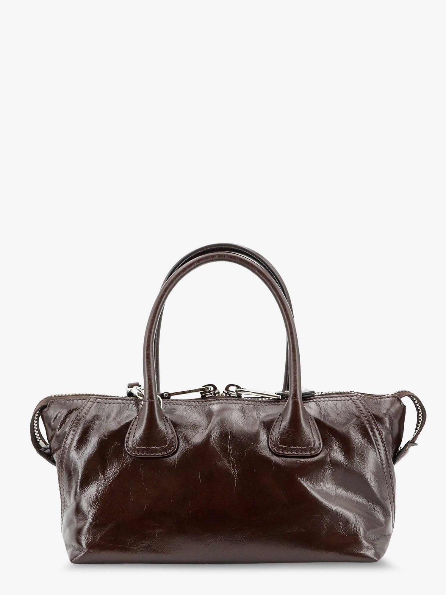 Miu Miu Leather Handbag With Embossed Lettering Logo