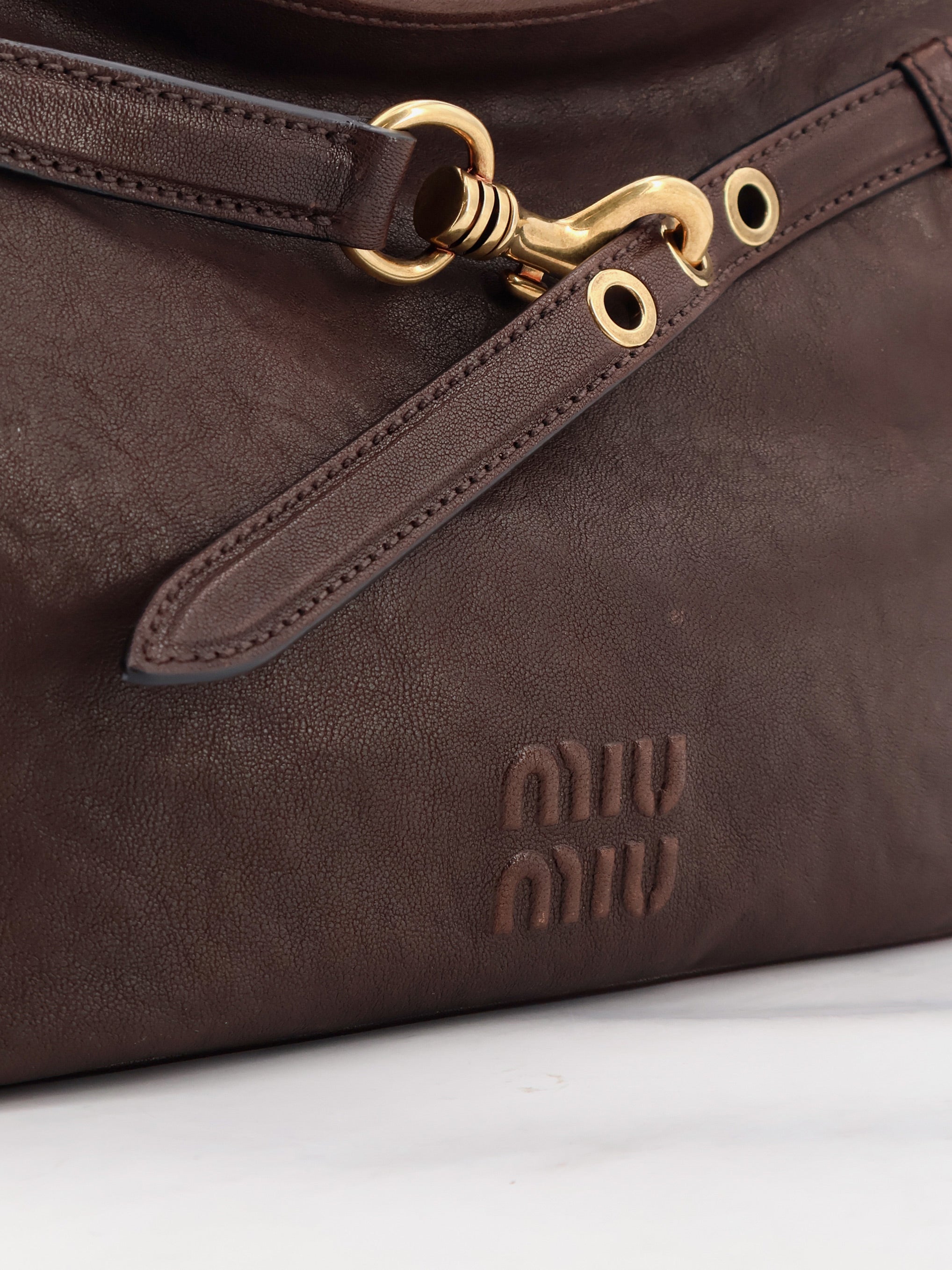 Miu Miu Aventure Leather Shoulder Bag