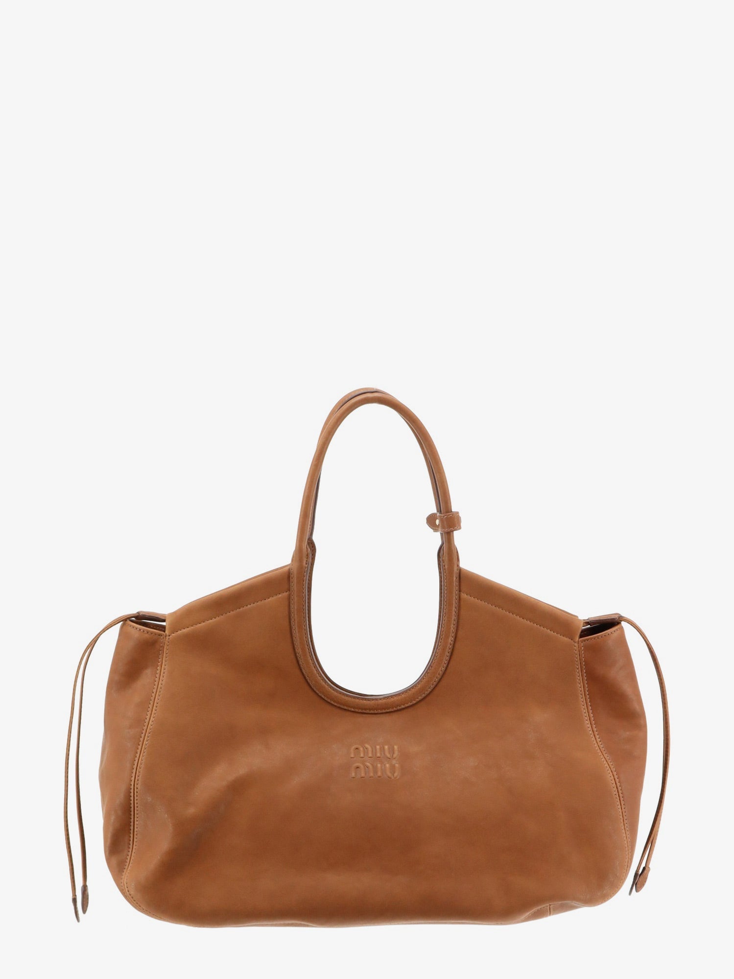 Miu Miu Ivy Leather Handbag With Front Lettering Logo