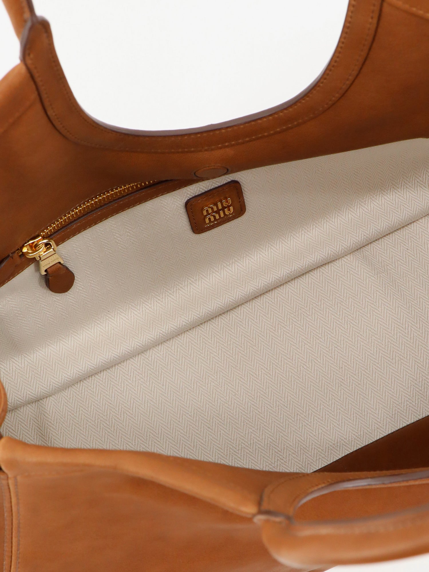 Miu Miu Ivy Leather Handbag With Front Lettering Logo