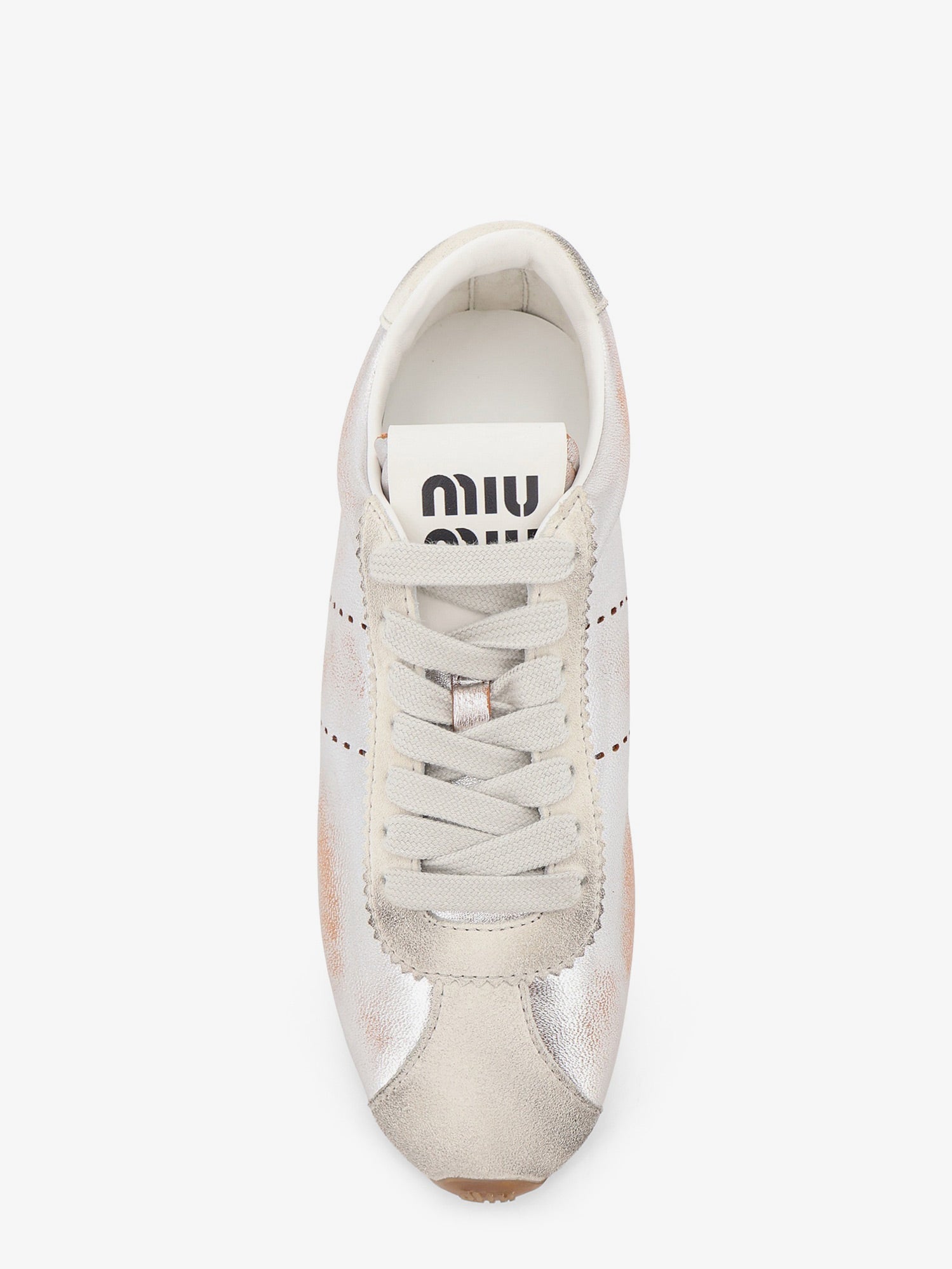 Miu Miu Plume Vintage Silver Leather Sneakers