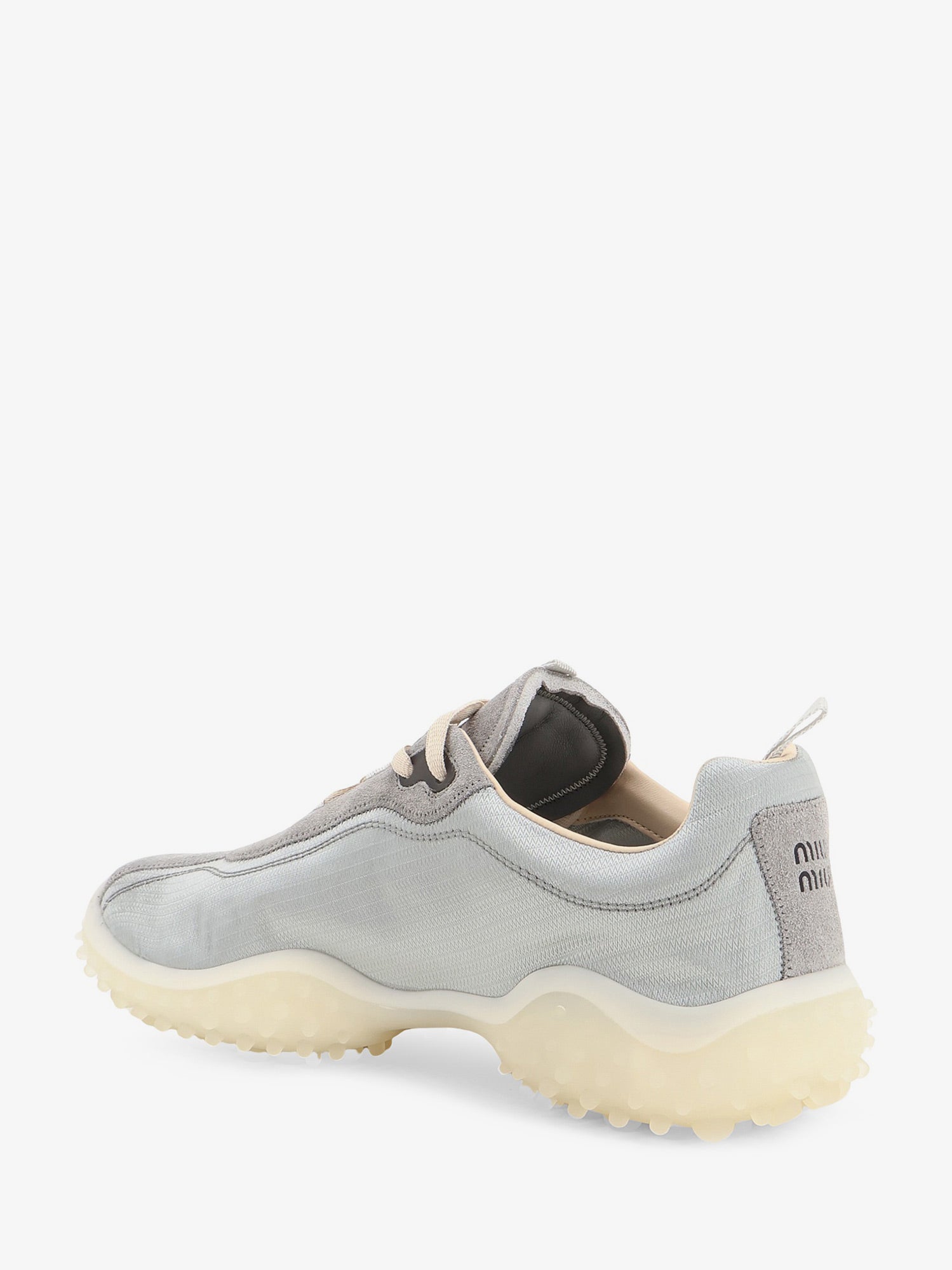 Miu Miu Nylon And Suede Sneakers With Embroidered Logo