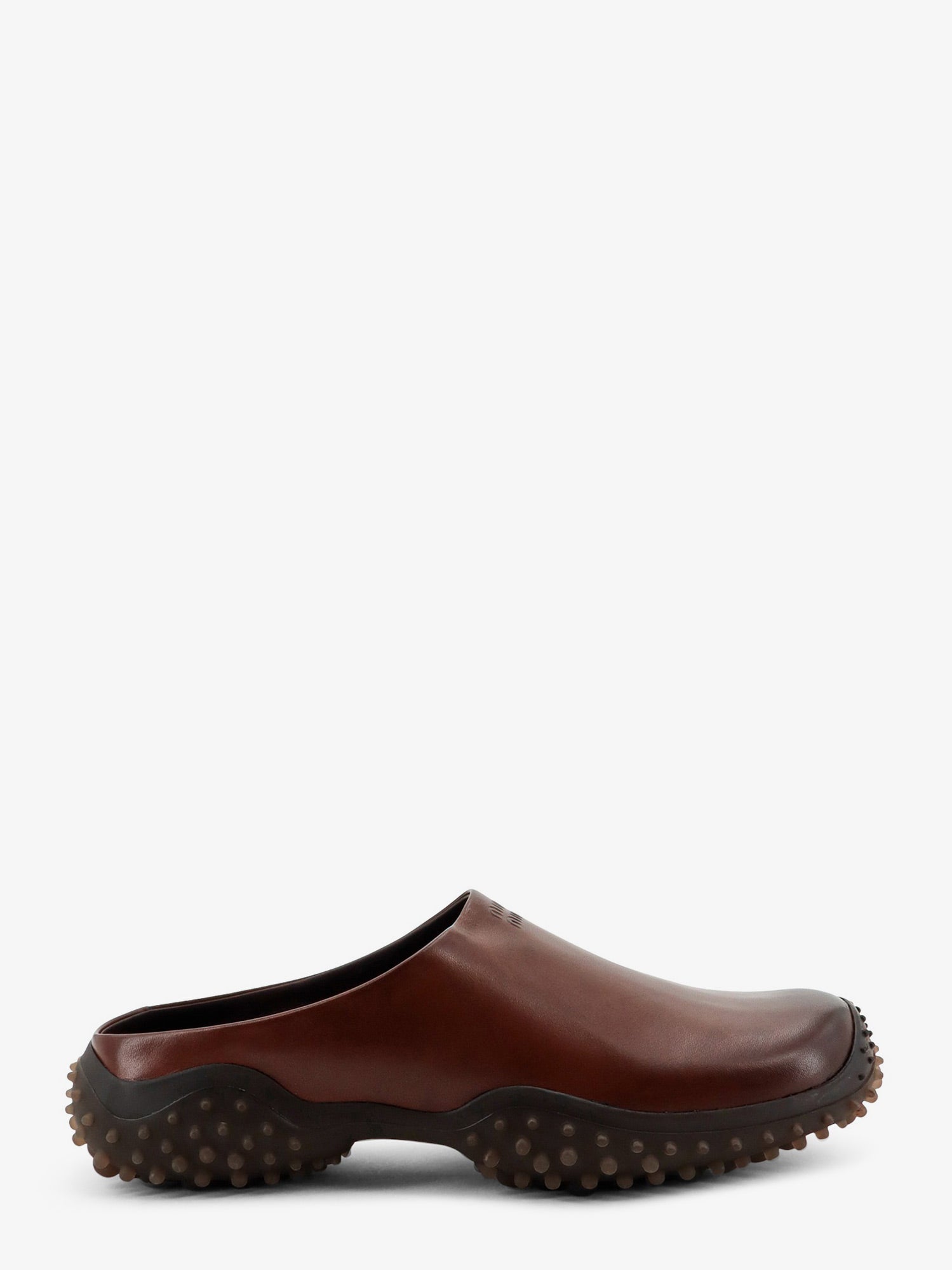 Miu Miu Leather Sabot With Embossed Lettering Logo