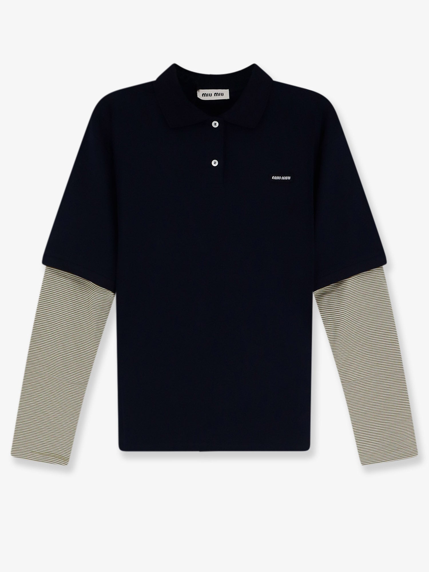 Miu Miu Cotton Polo Shirt With Front Embroidered Logo