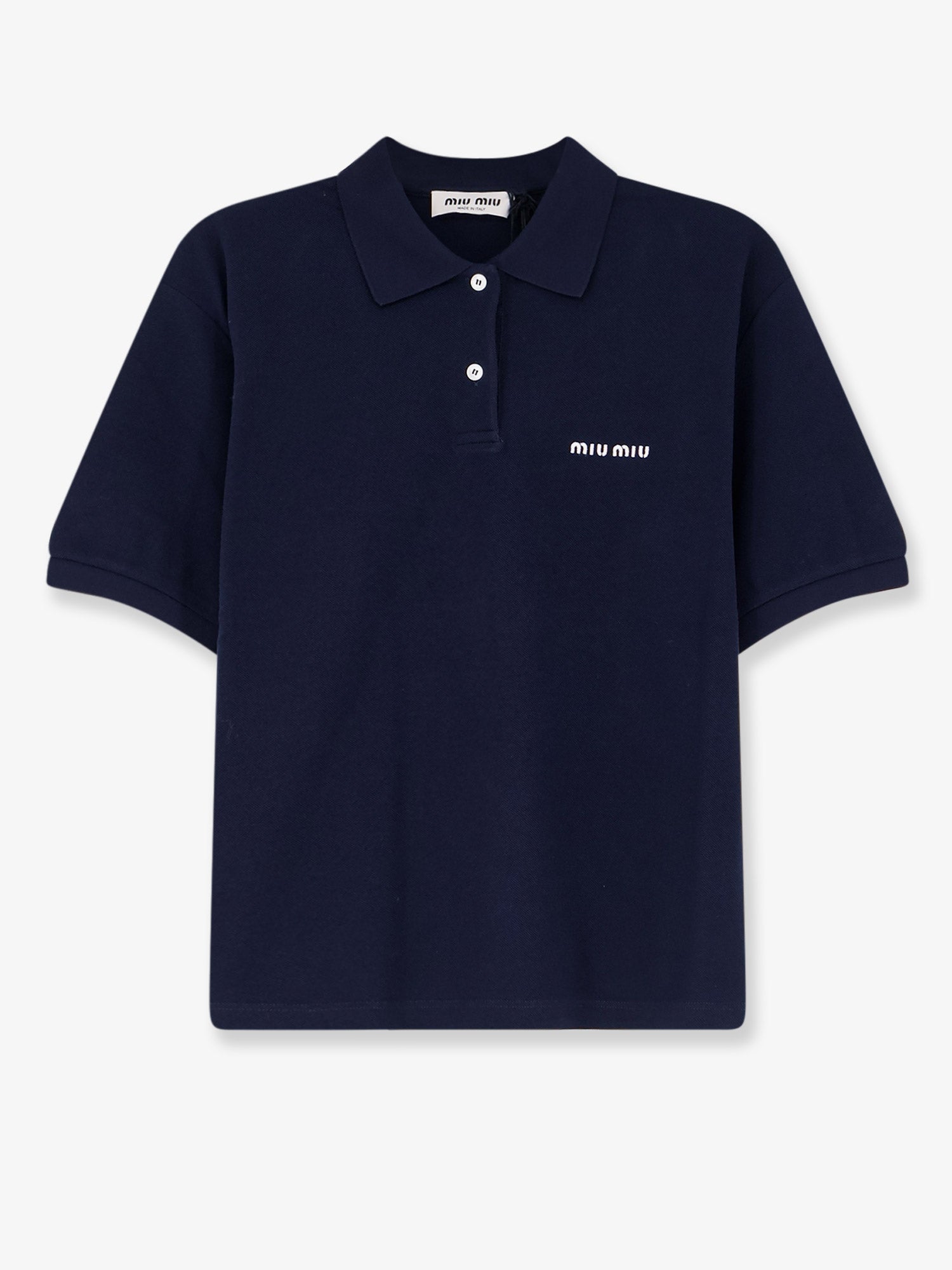 Miu Miu Cotton Polo Shirt With Front Embroidered Logo