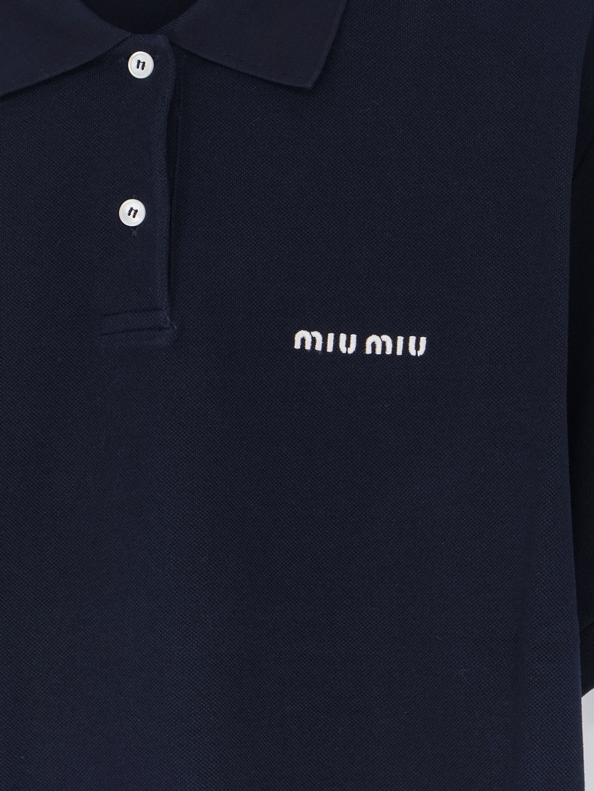 Miu Miu Cotton Polo Shirt With Front Embroidered Logo