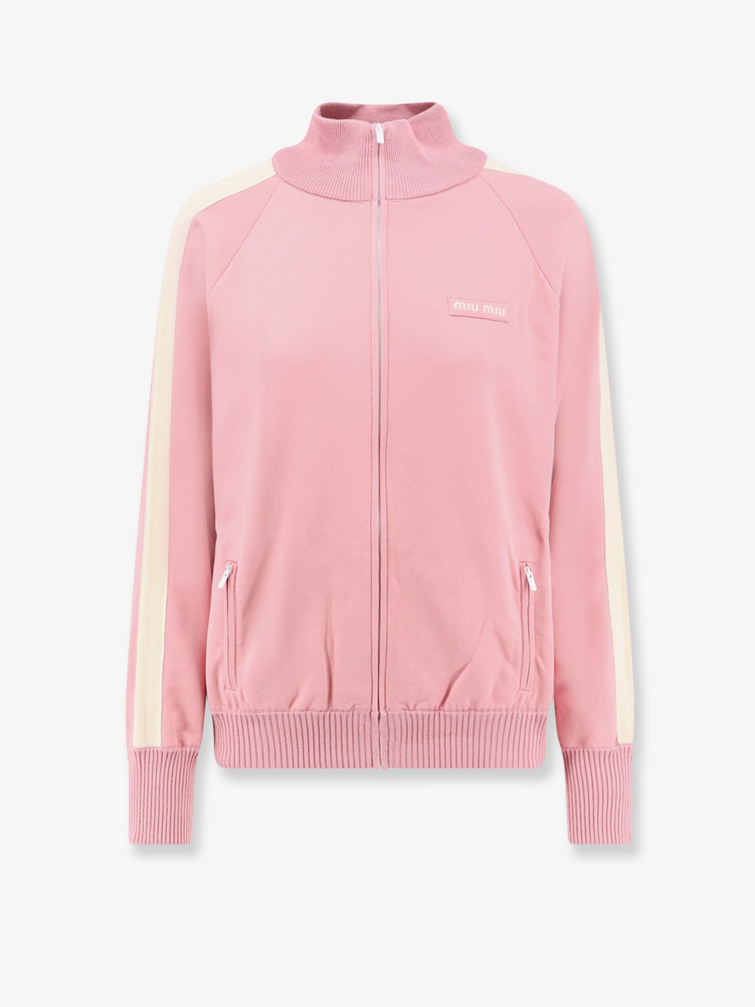Miu Miu Silk Blend Cardigan With Embroidered Logo Patch